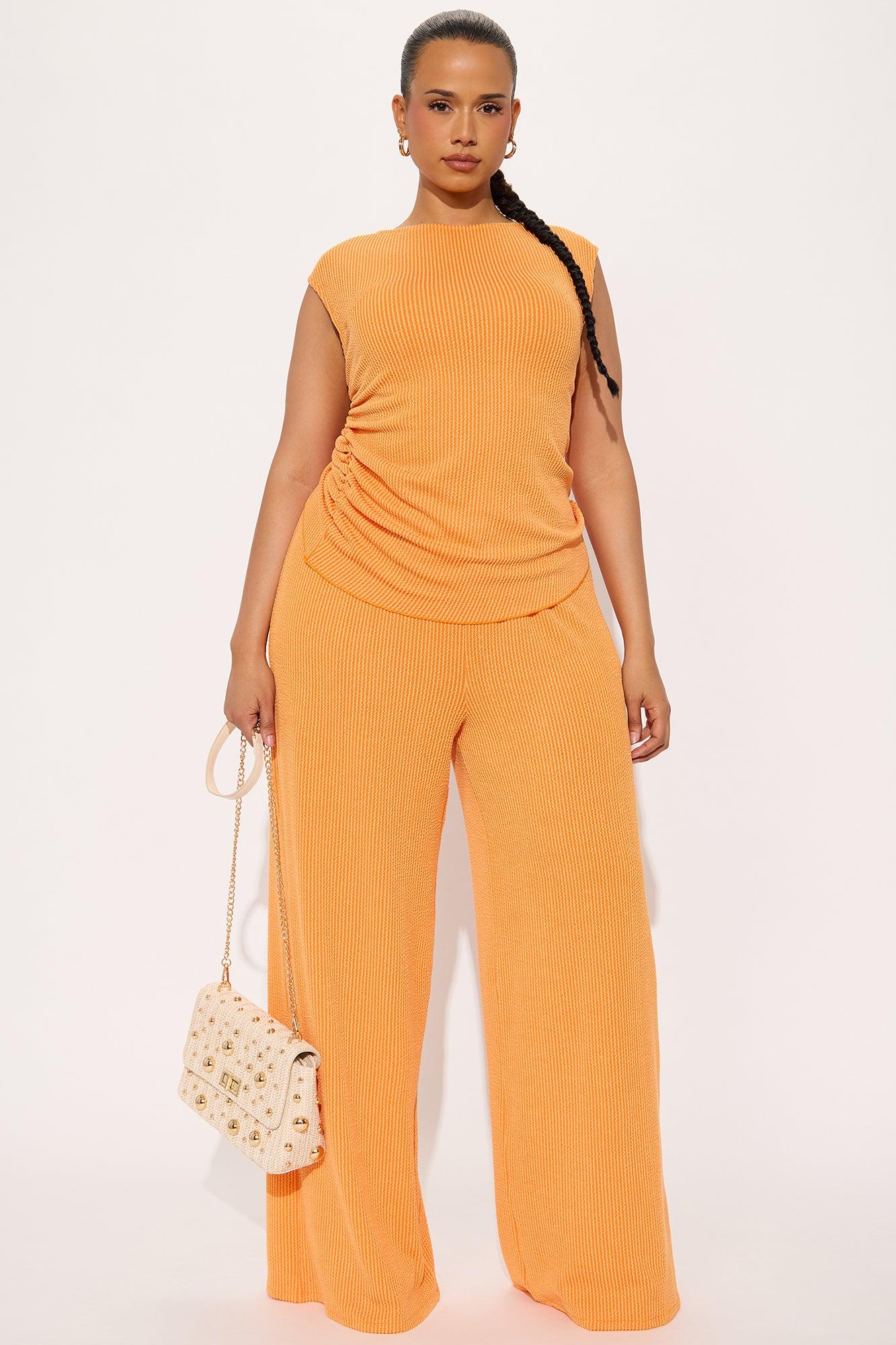 Amaya Ribbed Pant Set - Orange Female Product Image