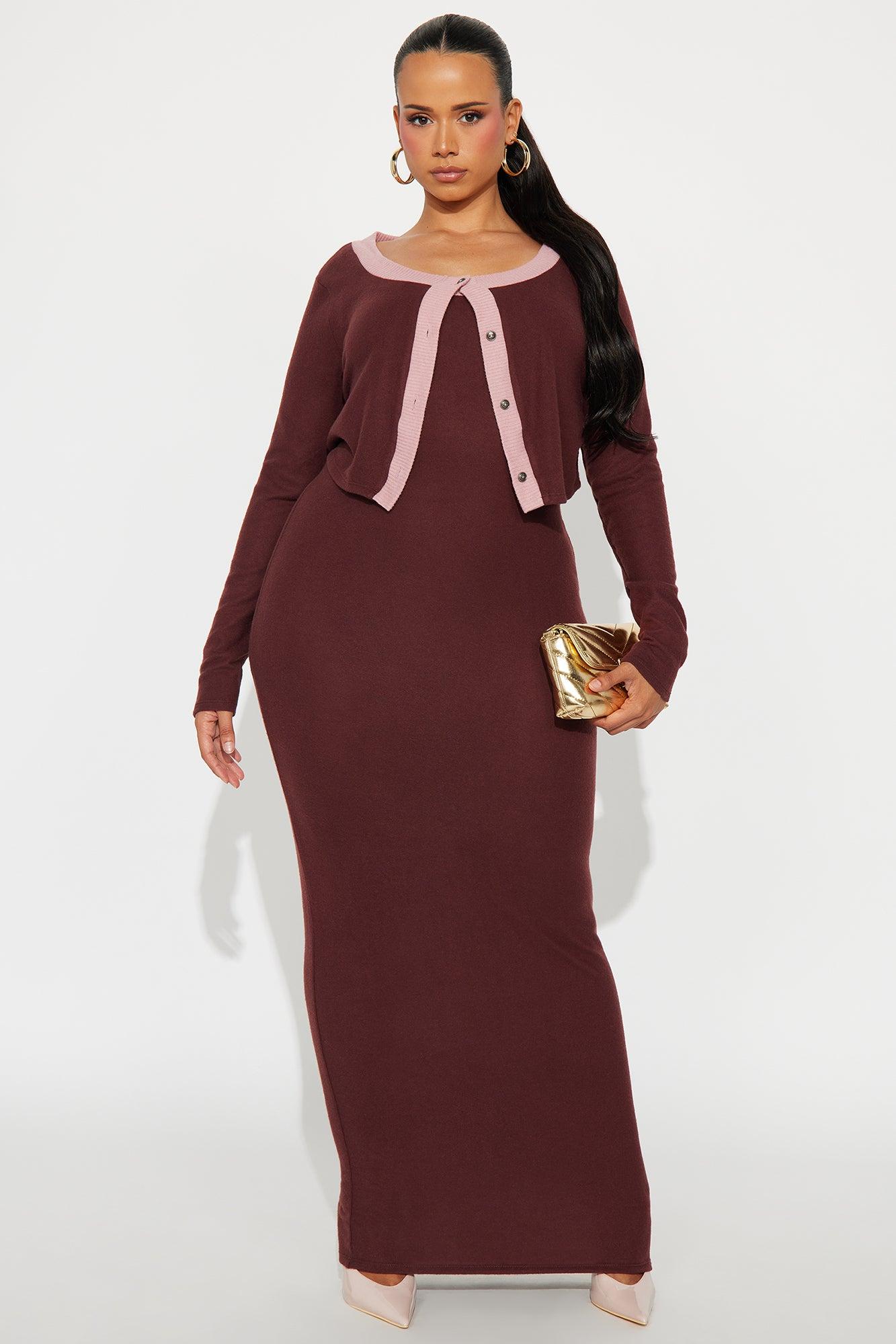 Literally No Maxi Dress Set - Brown/combo Female Product Image