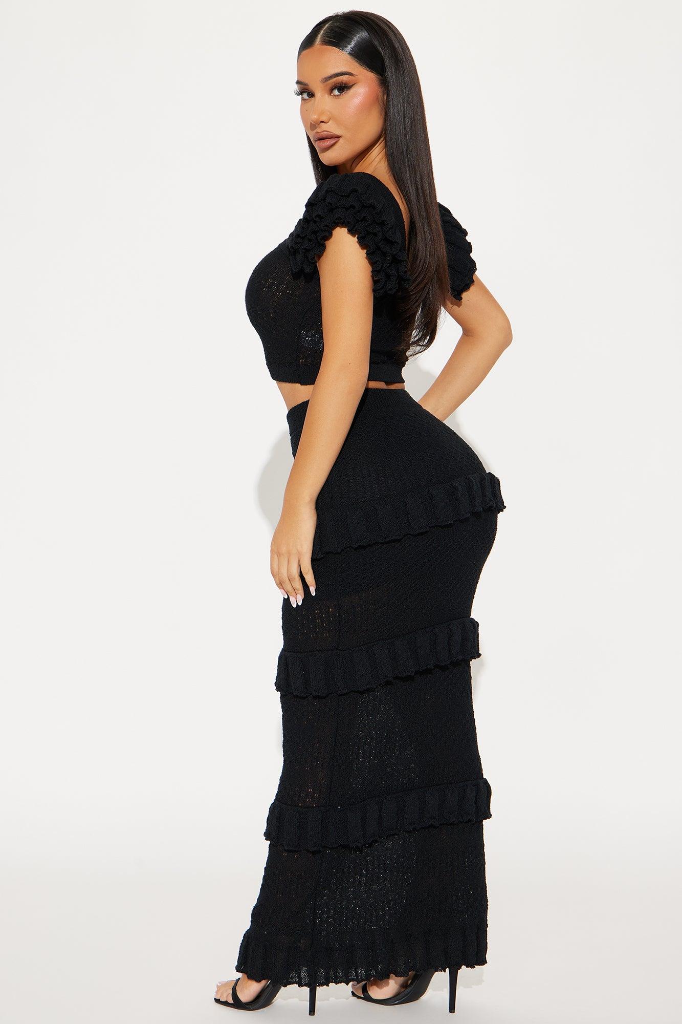 Arabella Ruffle Skirt Set - Black Product Image