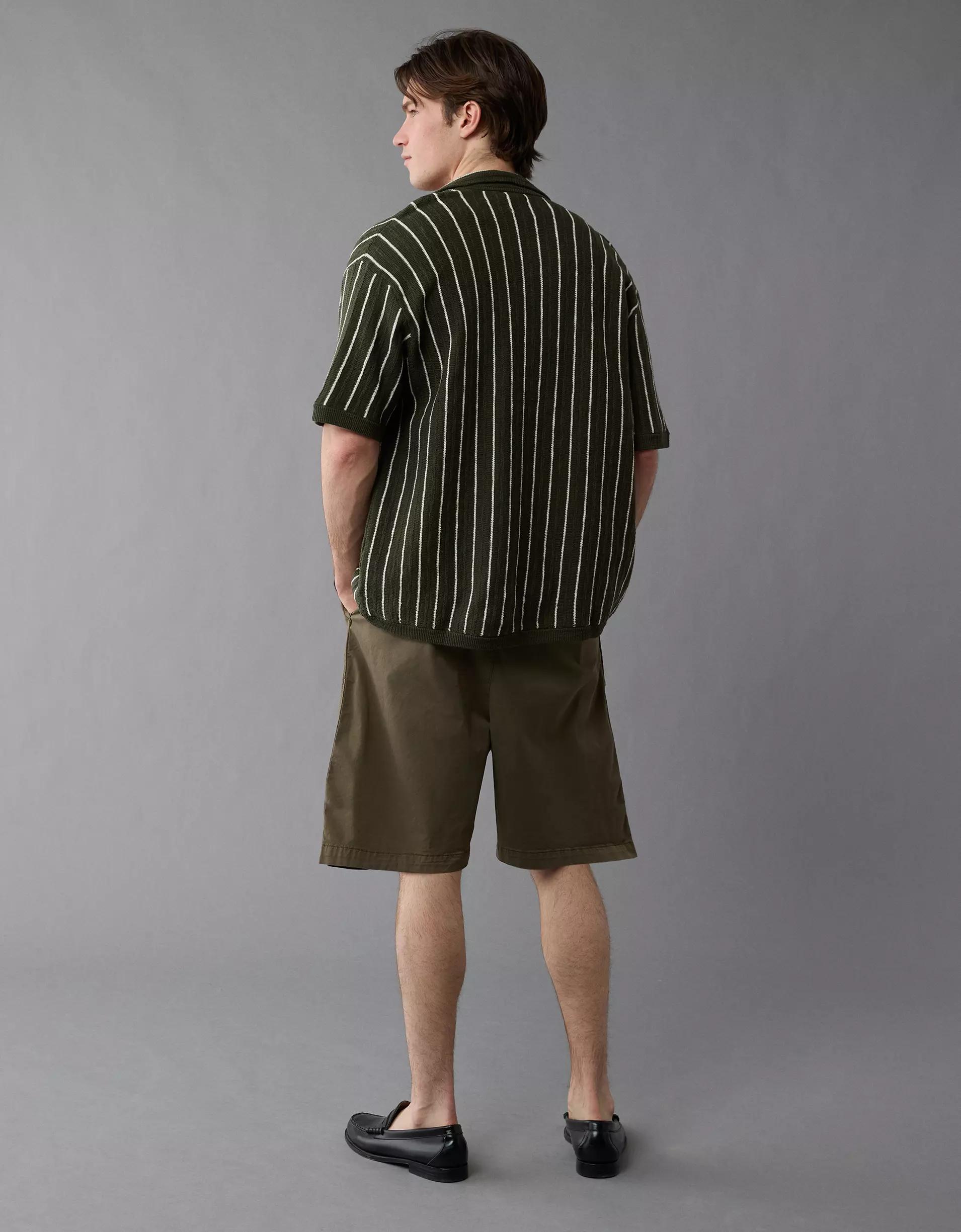 AE Weekend Pinstripe Button-Up Sweater Polo Shirt Product Image