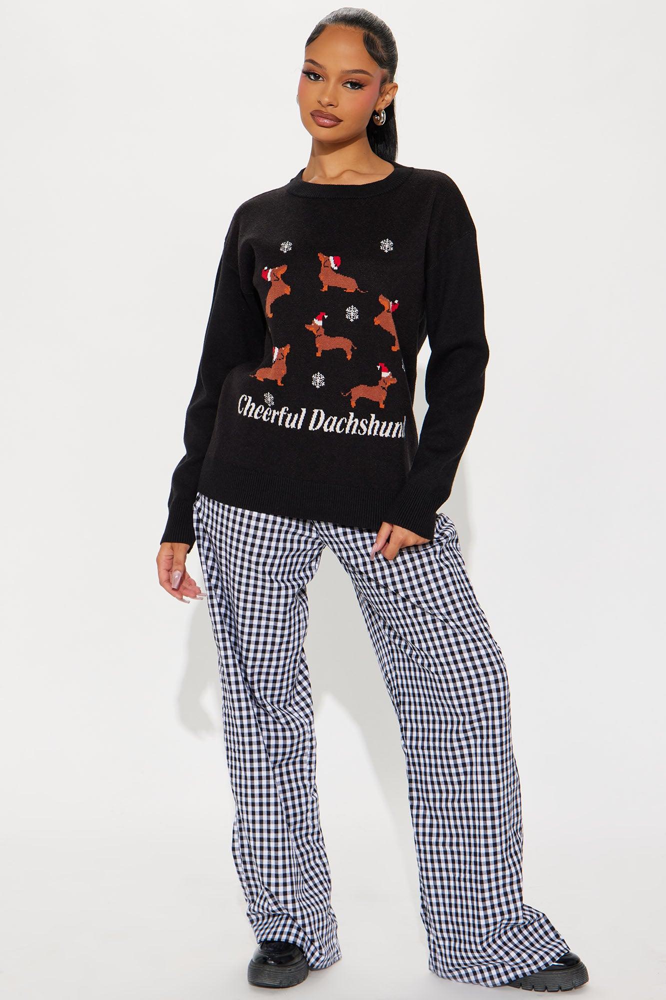 Dachshund Christmas Sweater - Black/combo Product Image