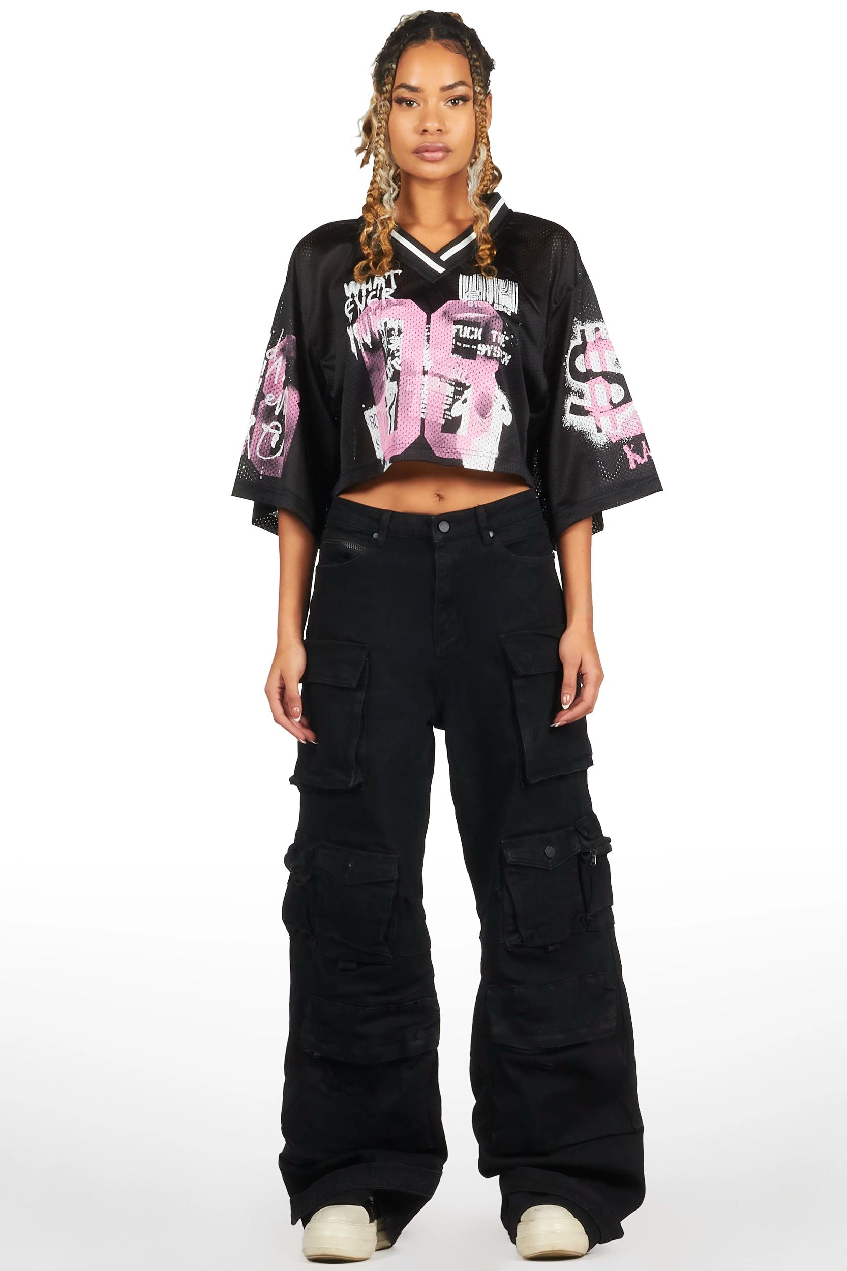 Riana Black Mesh Jersey Female Product Image