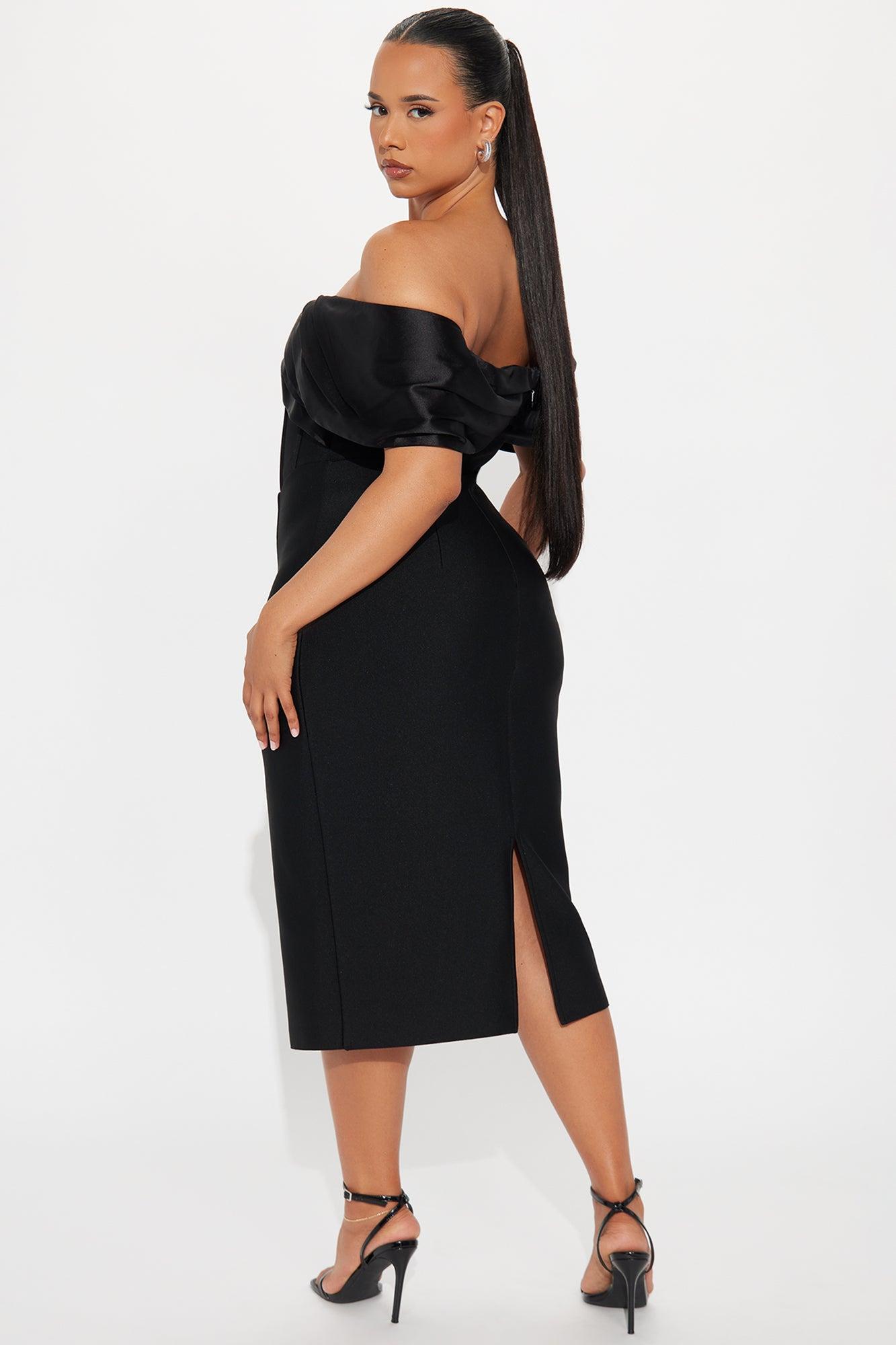 Grand Gesture Bandage Midi Dress - Black Product Image