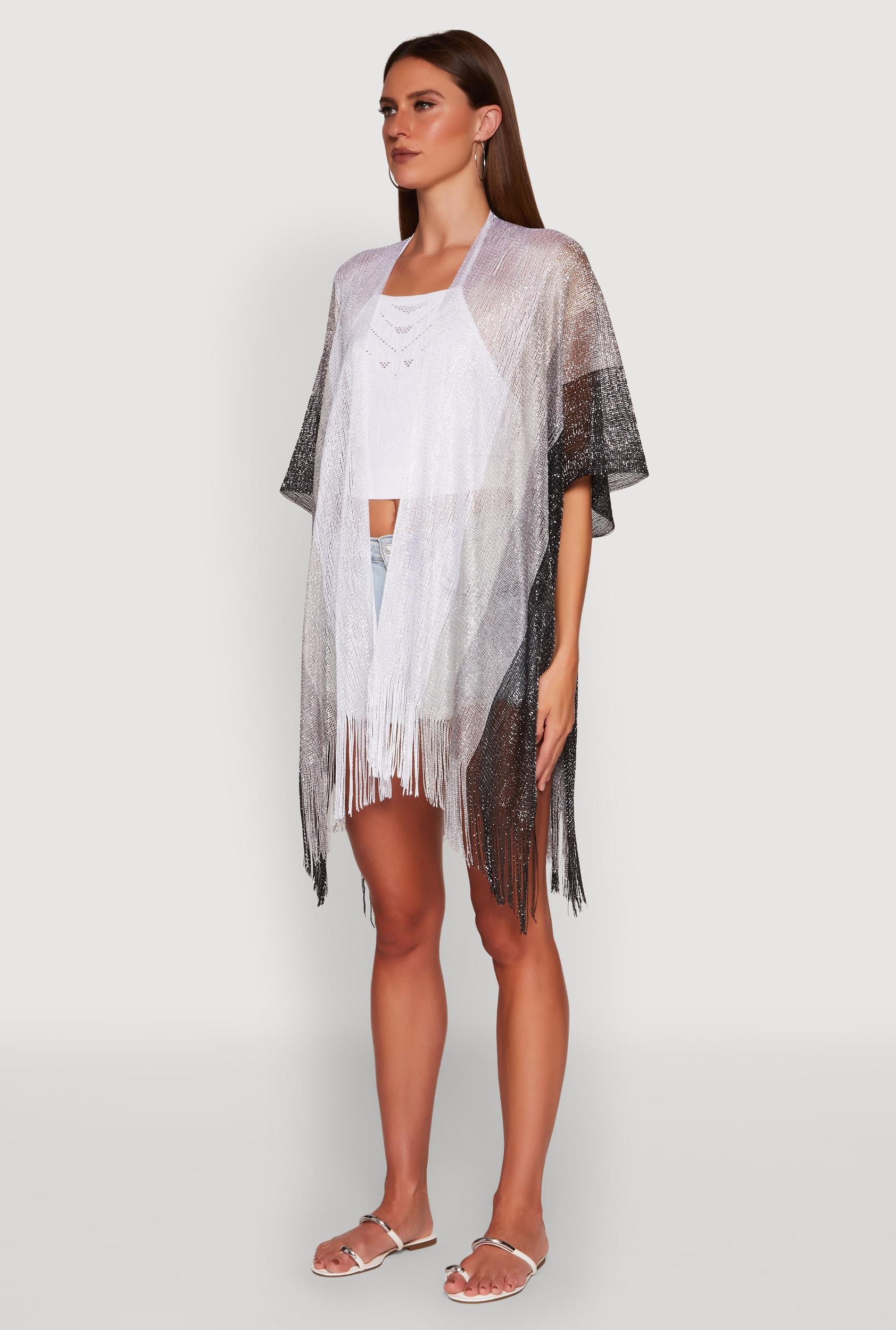 Trendy Fringe Hem Ombre Lurex Cover Up Female Product Image