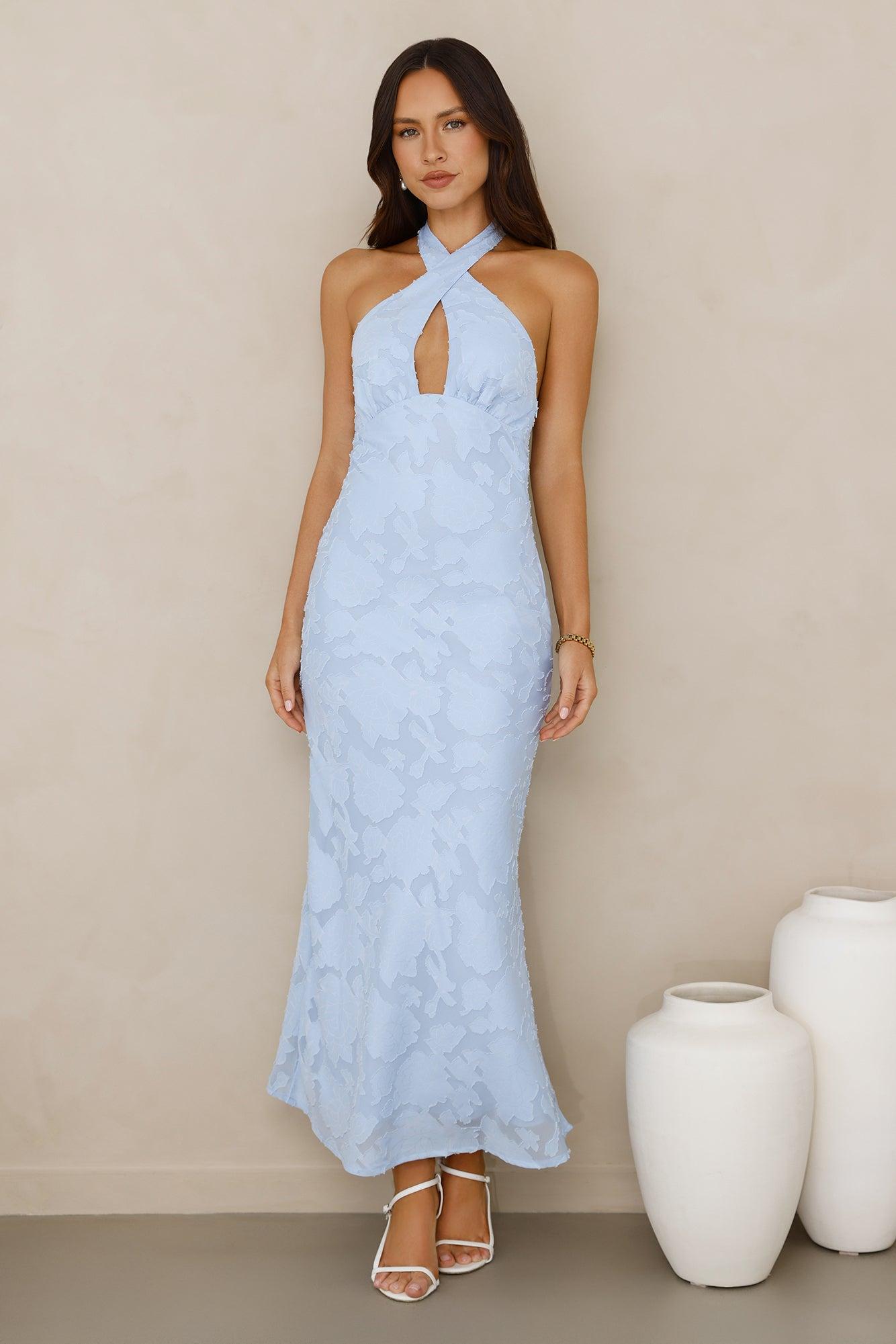 Legally Luxe Halter Maxi Dress Blue Product Image