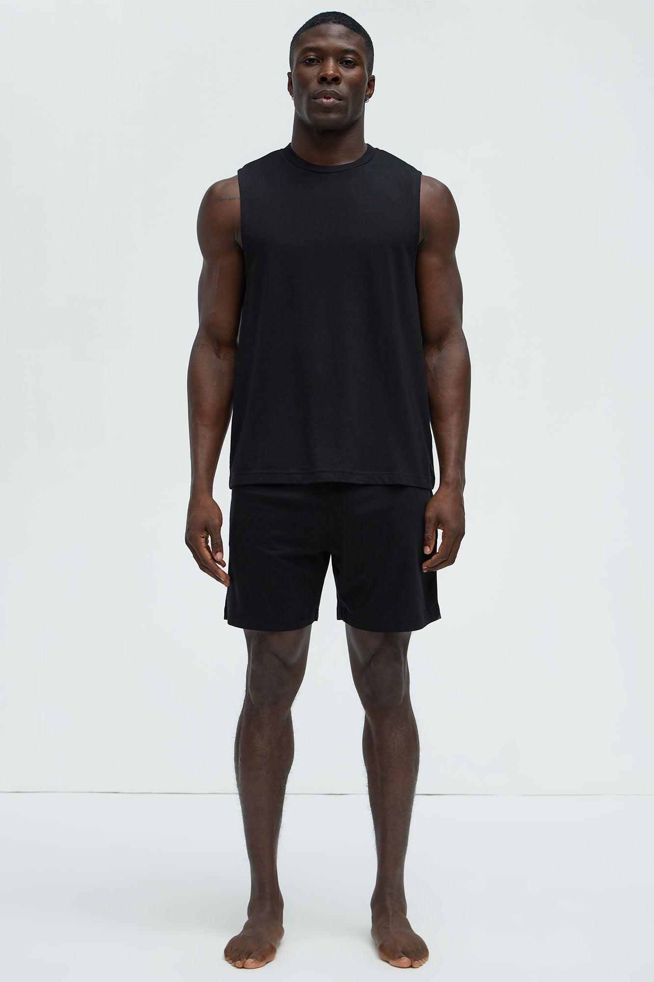 Essential Modal Lounge Sleeveless Muscle Tee - Black Product Image