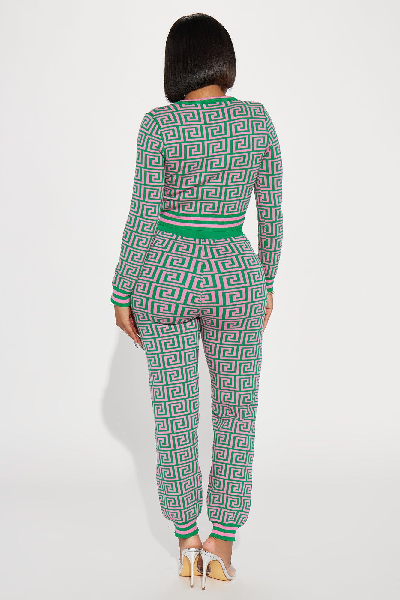 Farrah Sweater Pant Set - Green/combo Female Product Image
