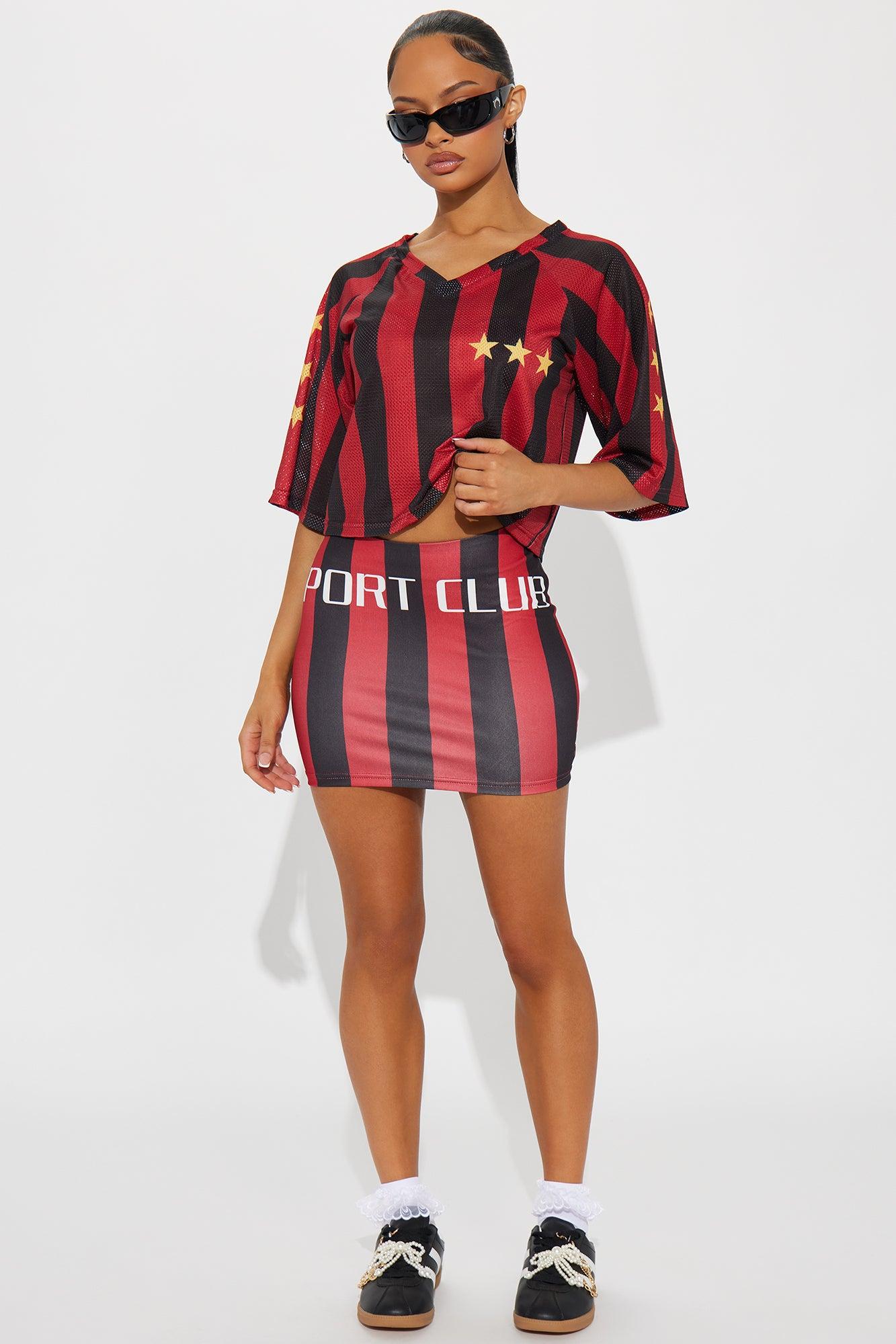 Sport Club Striped Skirt Set - Red/combo Product Image