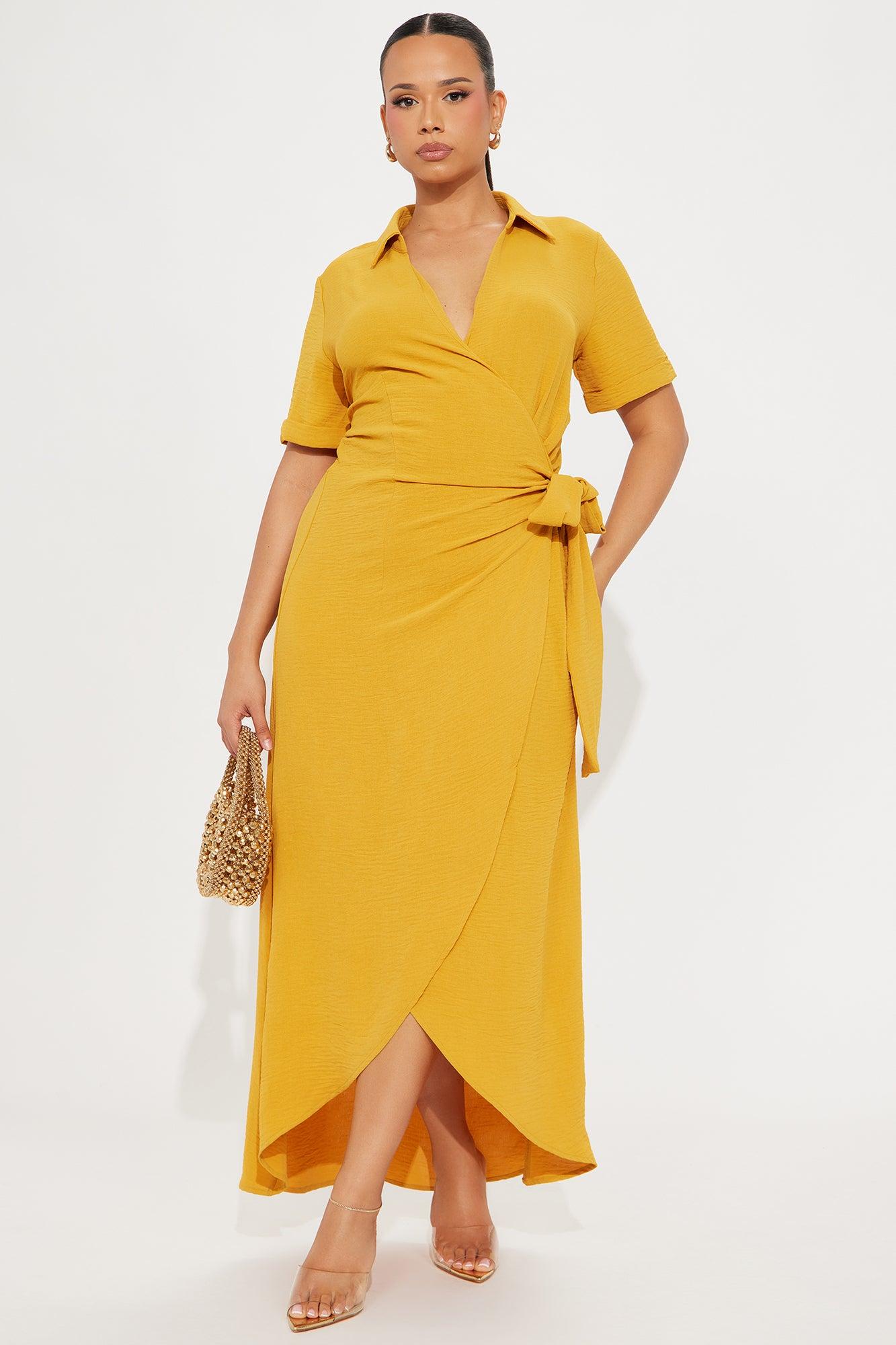 Nina Surplice Maxi Dress - Gold Product Image