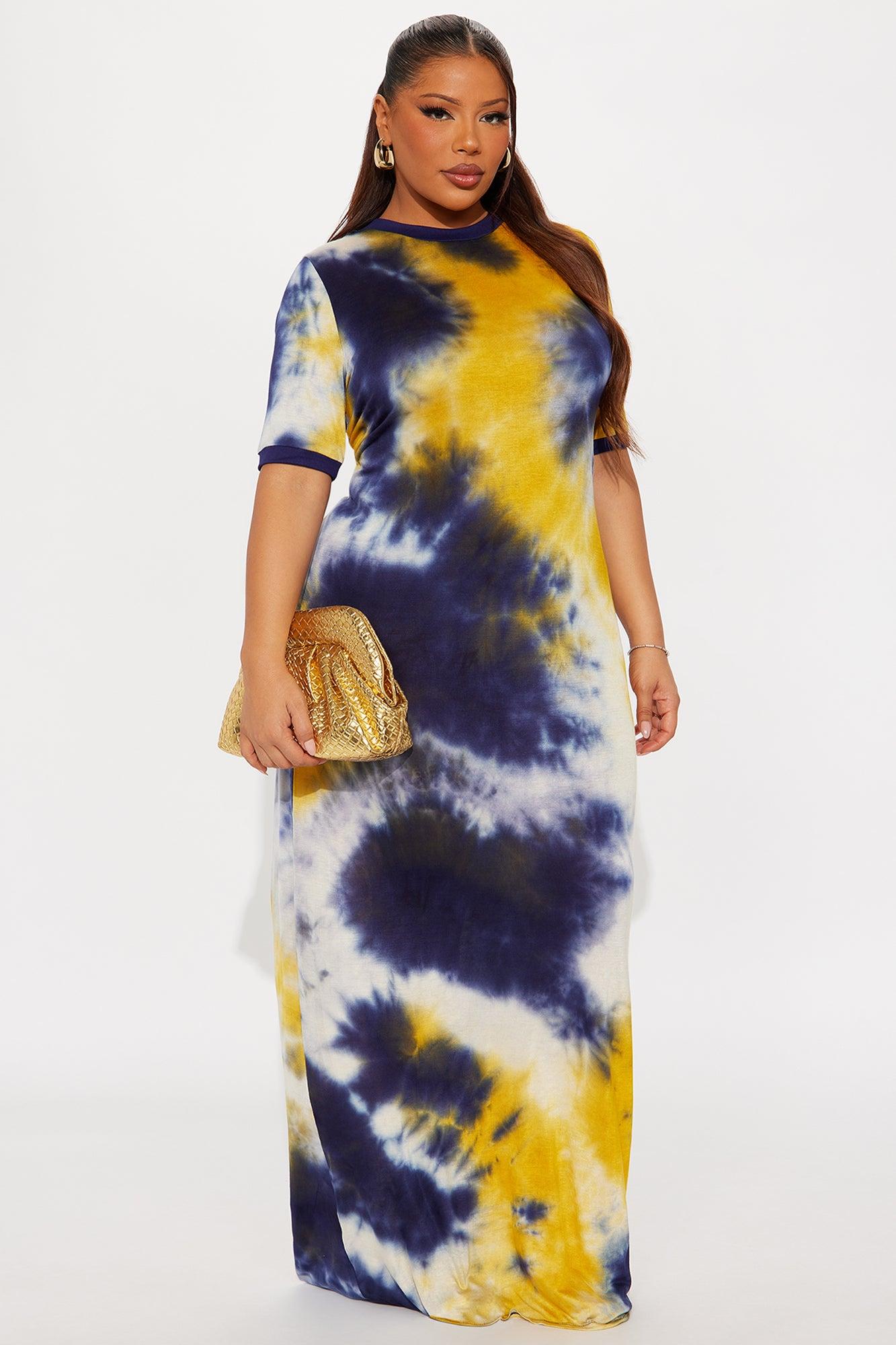 Breezy Tie Dye Maxi Dress - Navy/combo Female Product Image