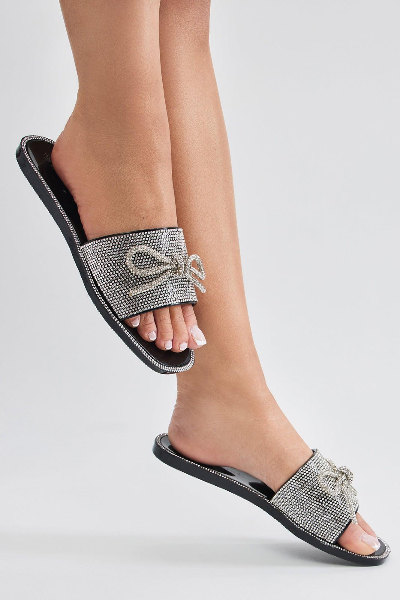 Always Sweet Embellished Sandals - Black Product Image