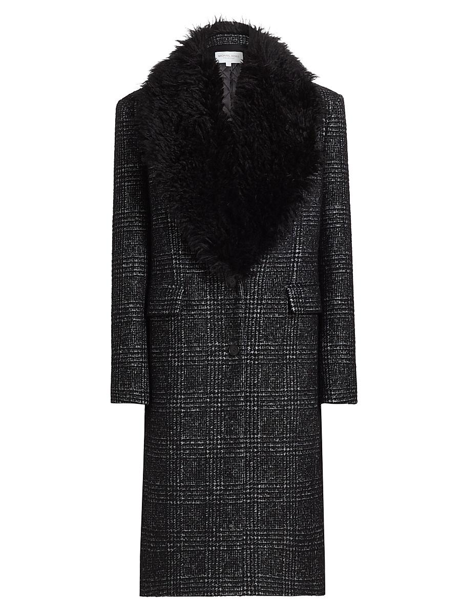 Womens Glen Plaid Wool-Blend Chesterfield Coat Product Image