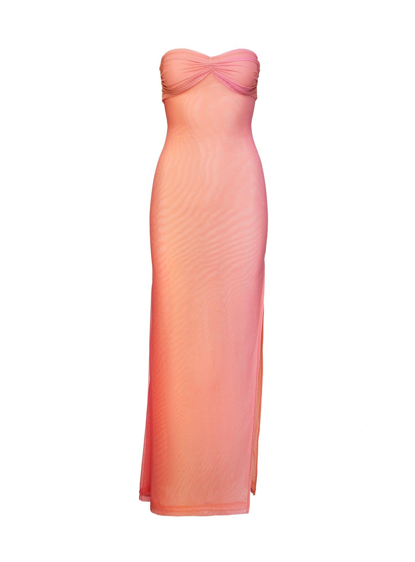 Rosalina Sheer Maxi Dress Pink Product Image