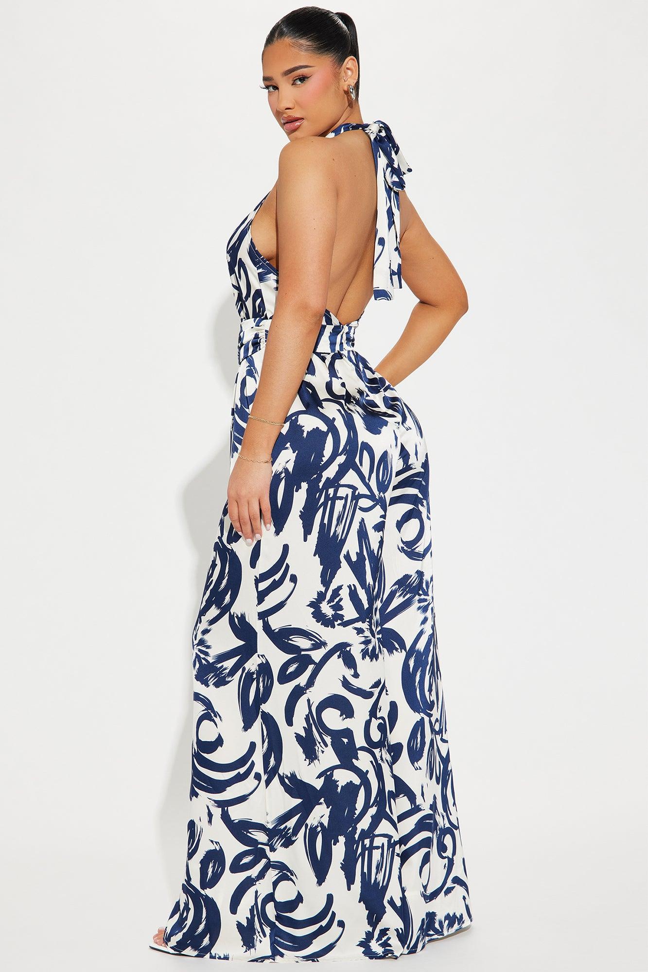 Ocean Rendezvous Satin Jumpsuit  - Blue/combo Product Image