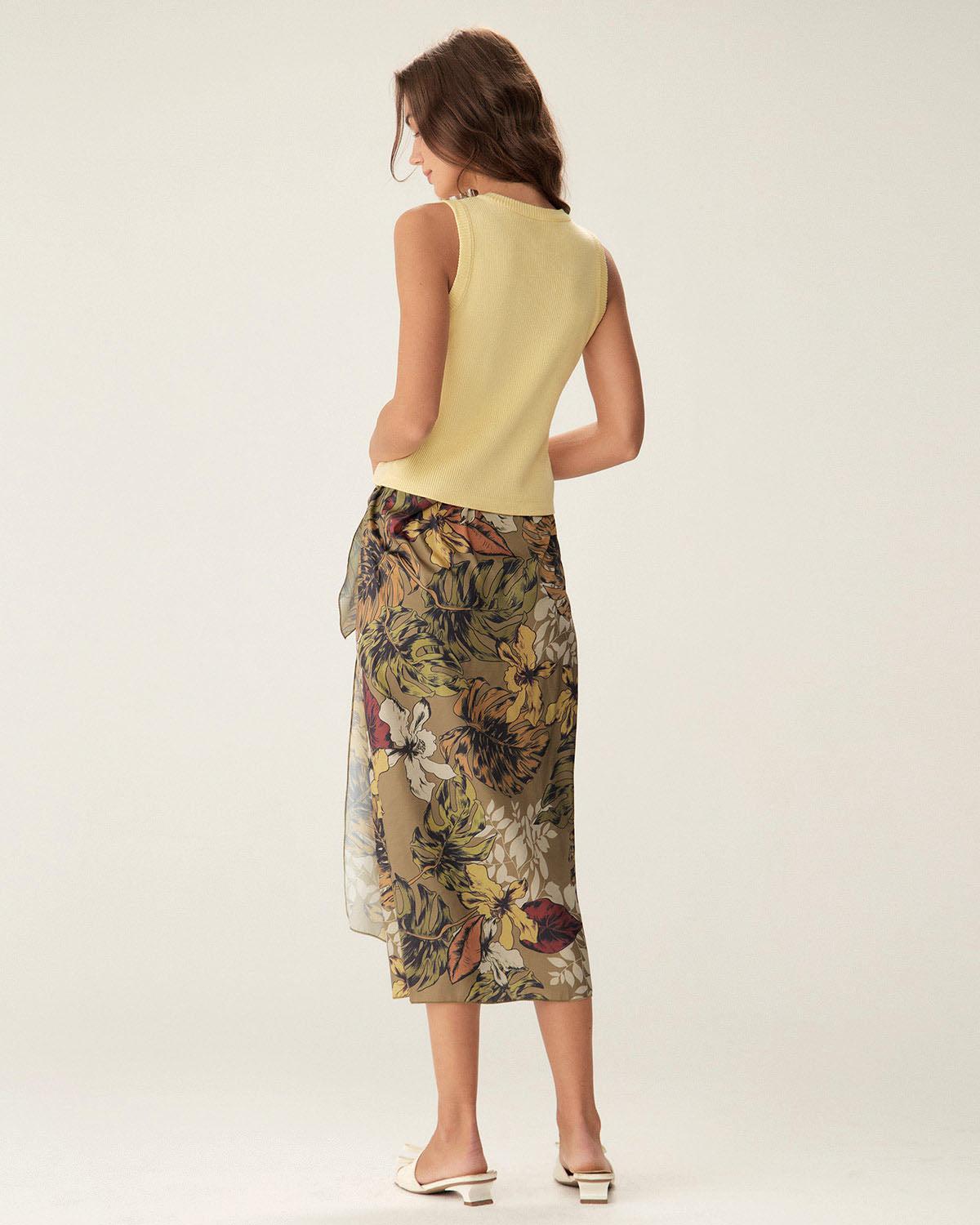 Yellow Round Neck Button Knit Vest Product Image