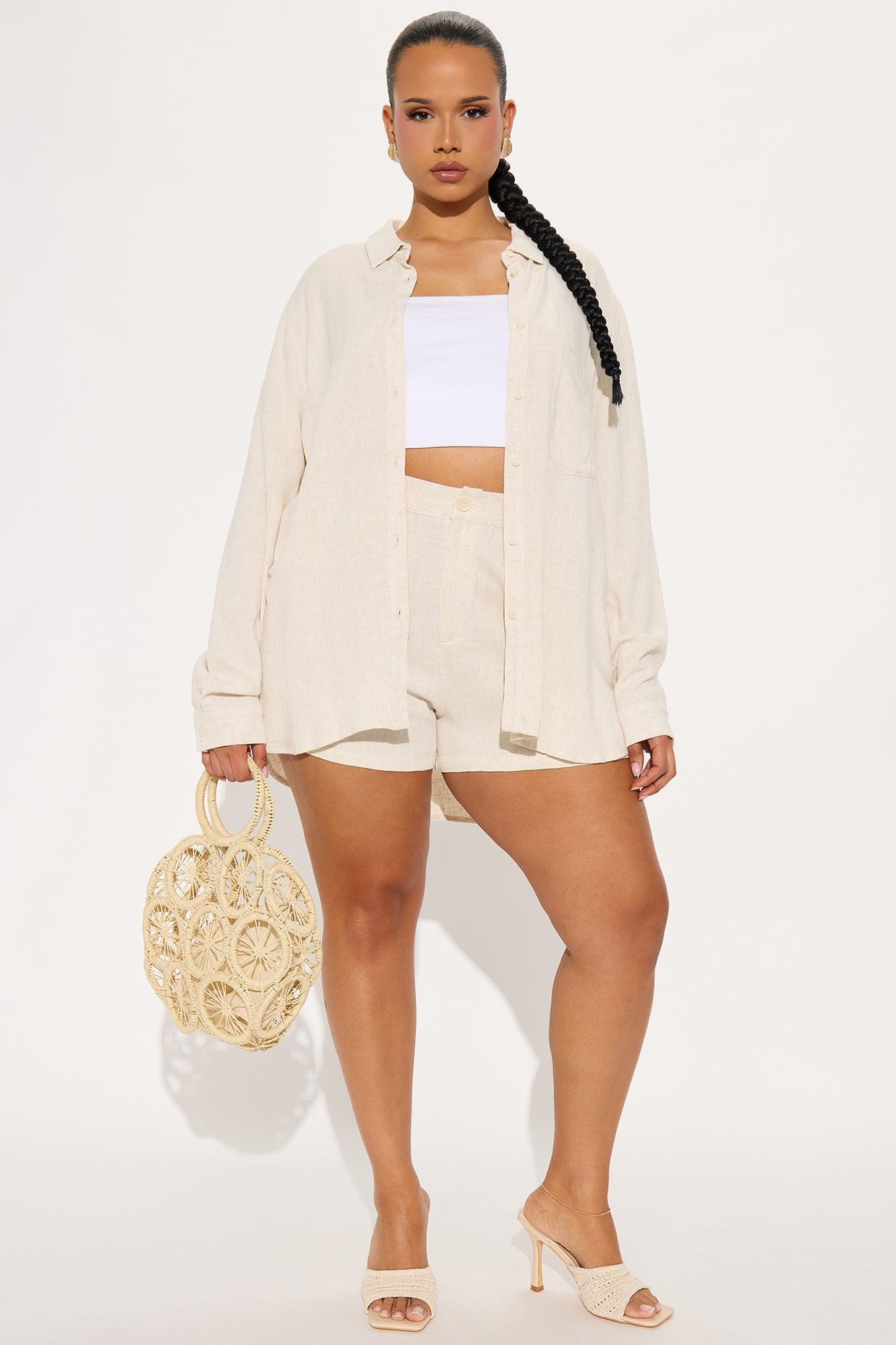 Lia Linen Short Set - Beige Product Image