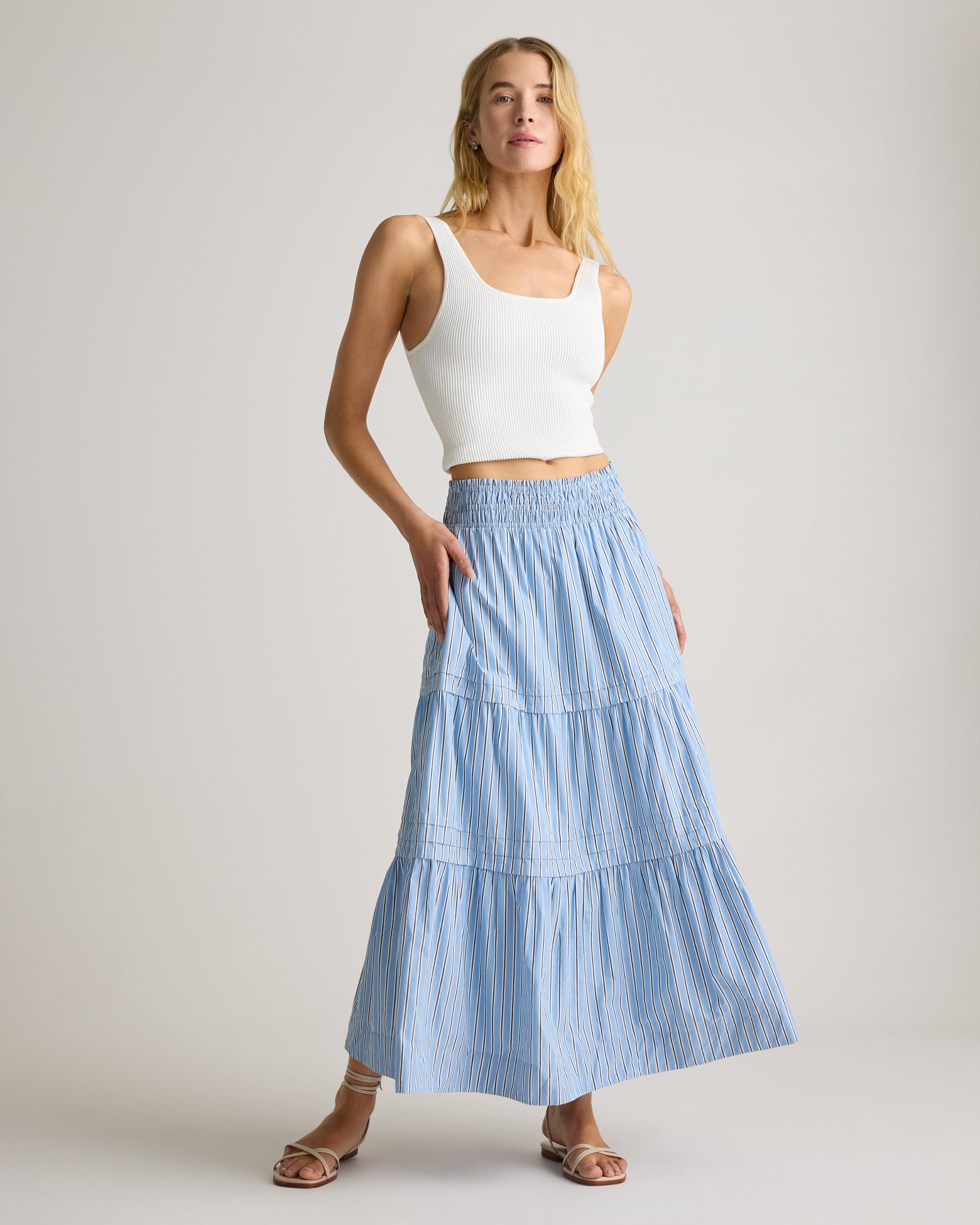 Quince | Women's Poplin Tiered Maxi Skirt Organic Cotton Product Image