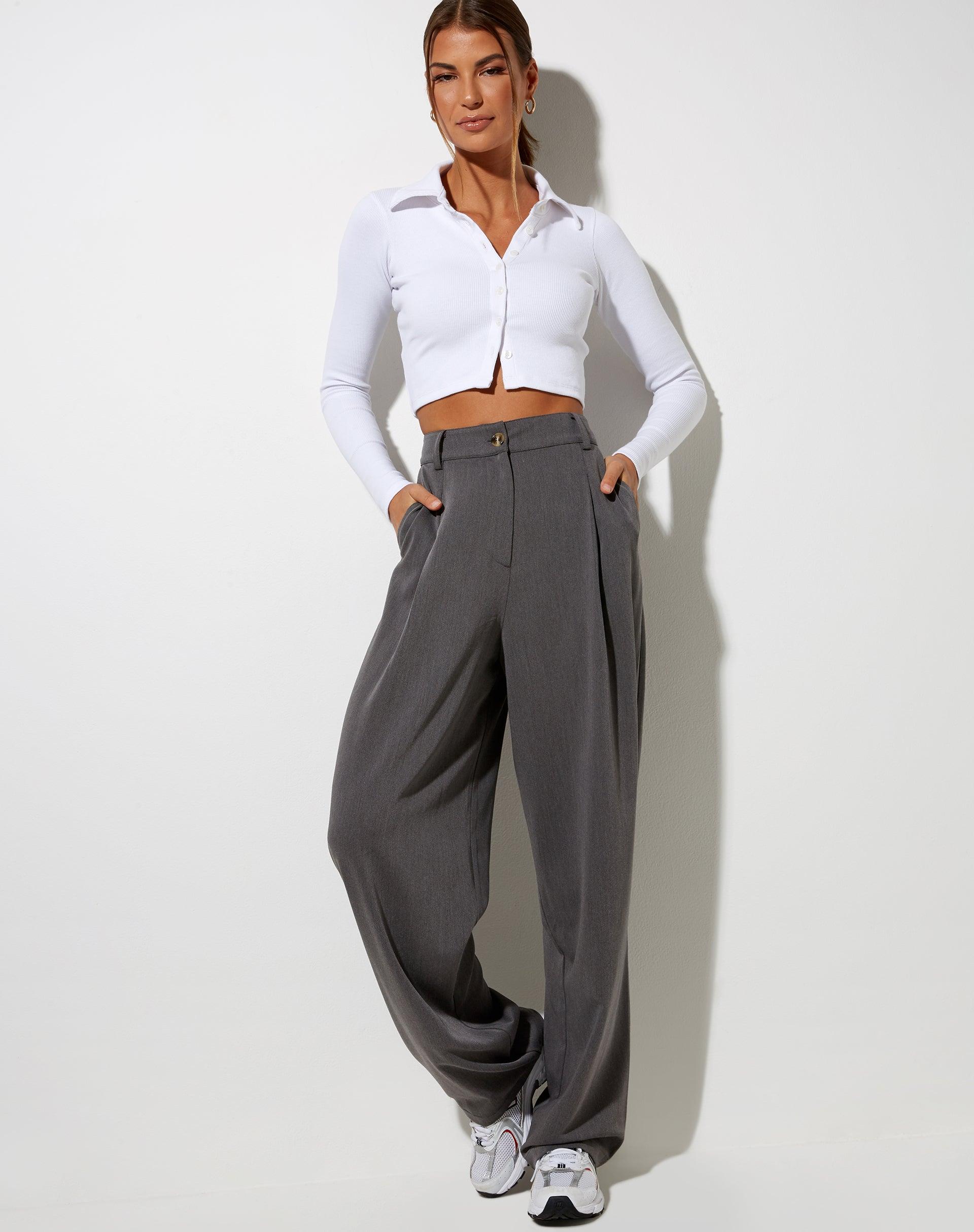 Ryals Long Sleeve Top in Rib White Product Image