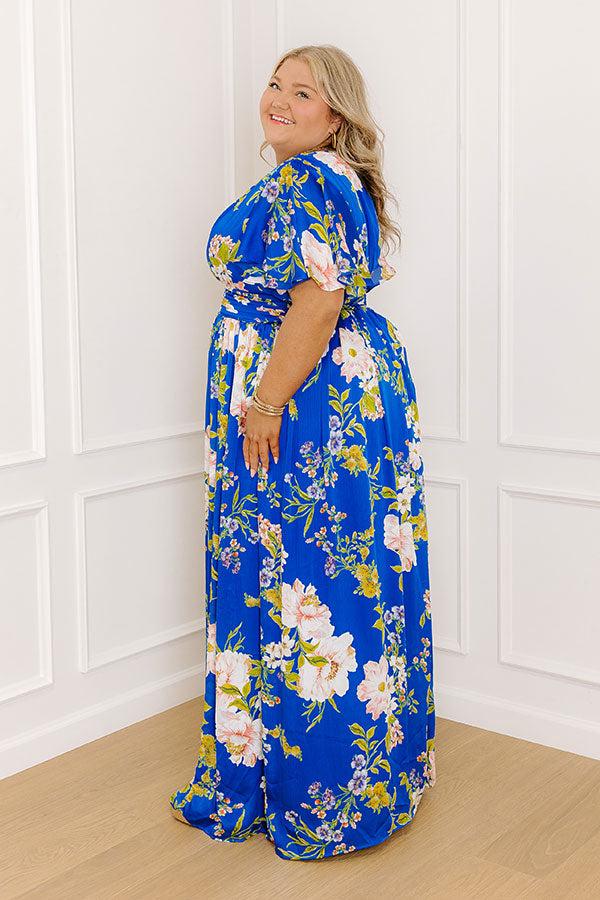 Whimsical Whispers Satin Floral Maxi Dress Curves Product Image
