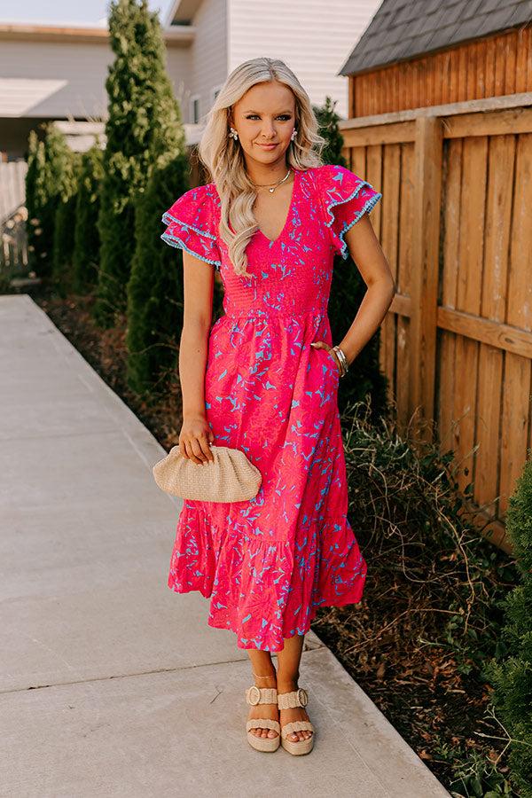 Talk Of The Town Smocked Midi Dress Product Image