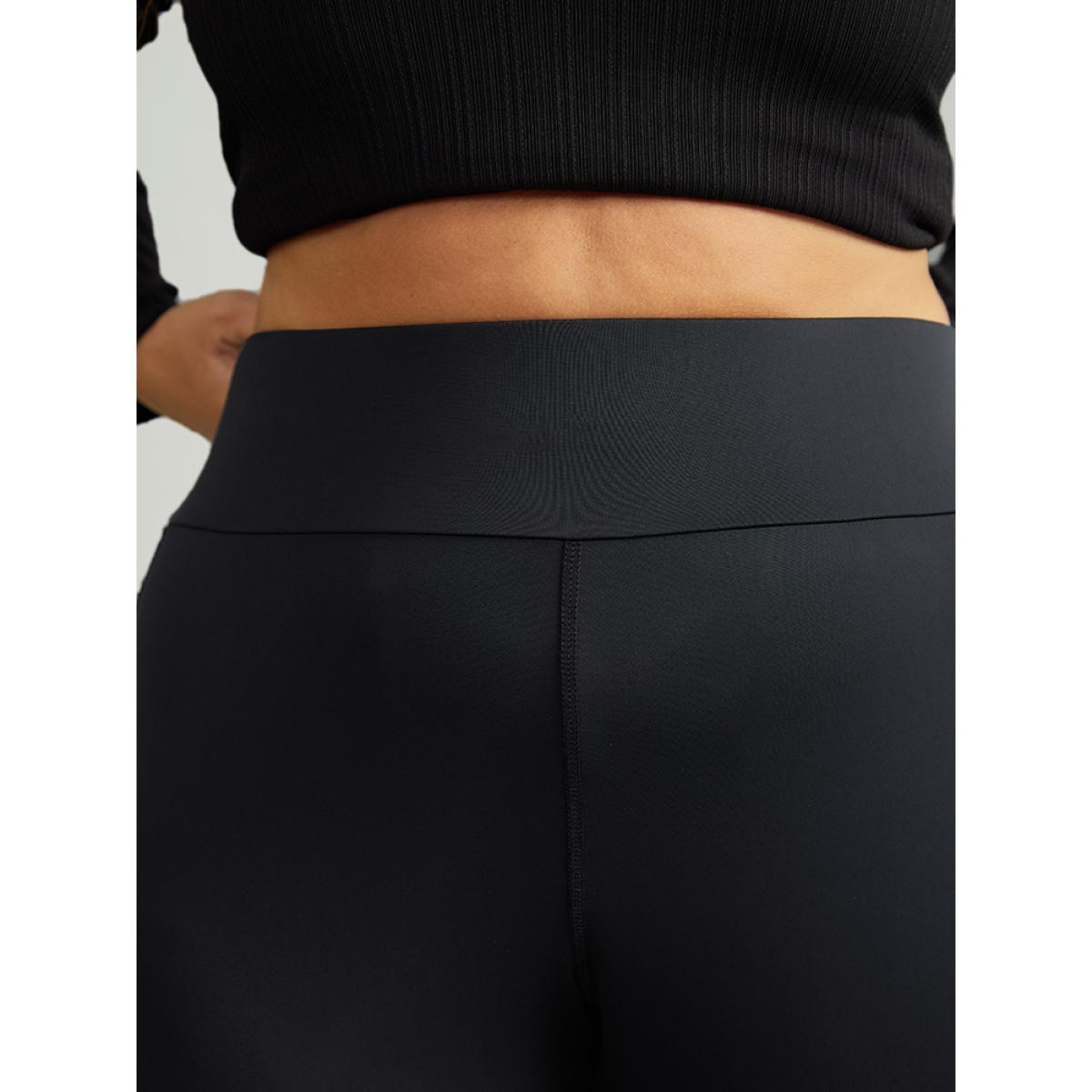 Plus Size Metal Chain Trim Mid Rise Leggings Women Black Casual Medium stretch Skinny Mid Rise Festival-Christmas Leggings BloomChic 10/M Product Image