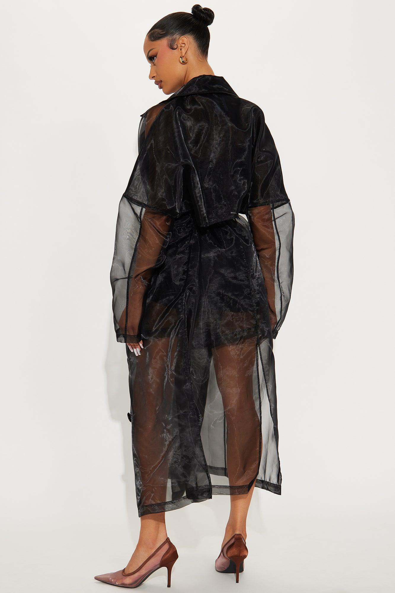 Tara Sheer Trench Coat - Black Female Product Image
