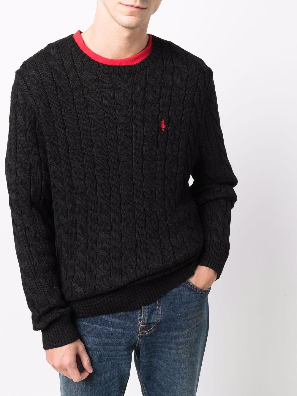 logo-embroidered cable-knit jumper Product Image