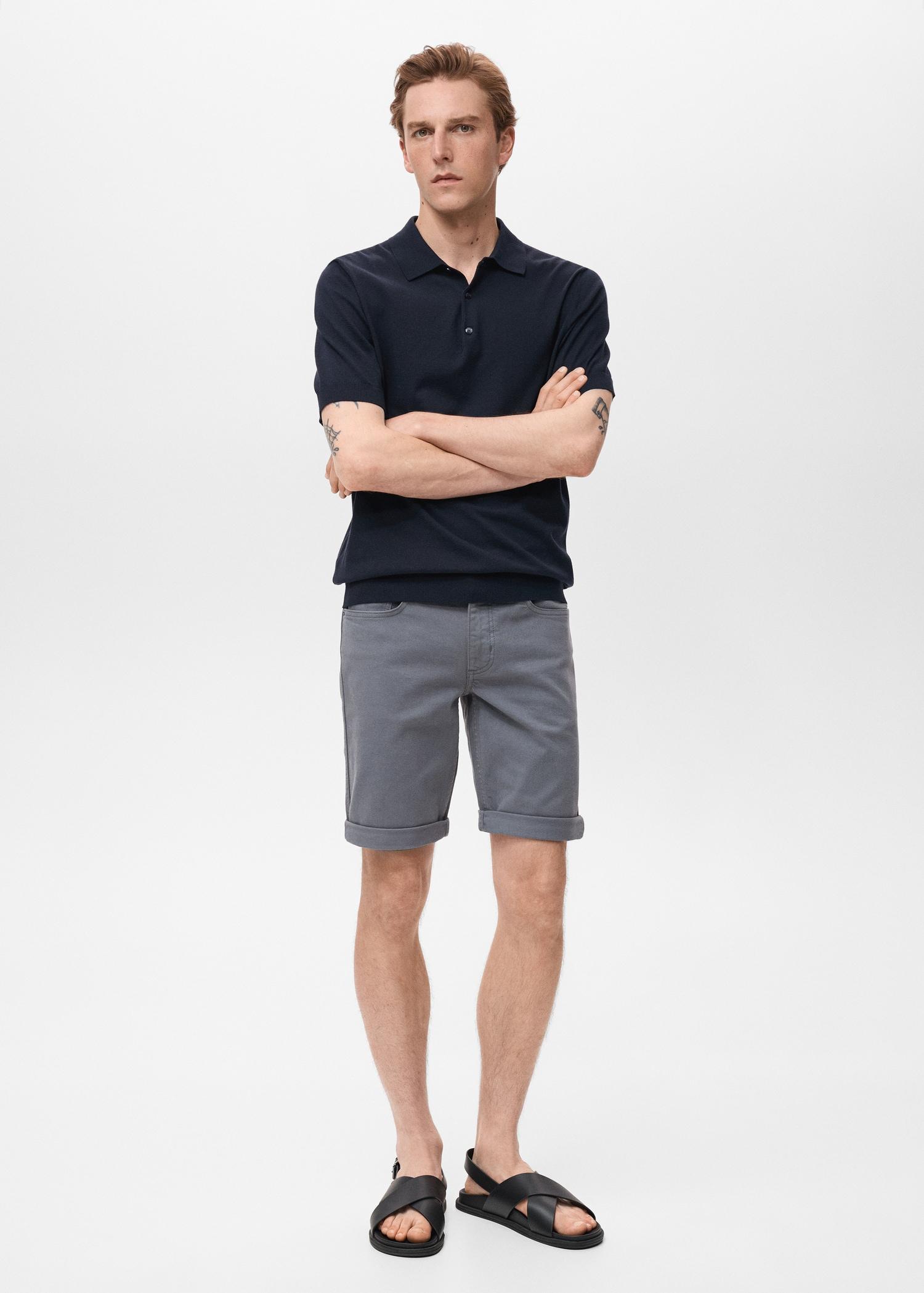 Slim-fit denim bermuda shorts - Men | MANGO USA Product Image