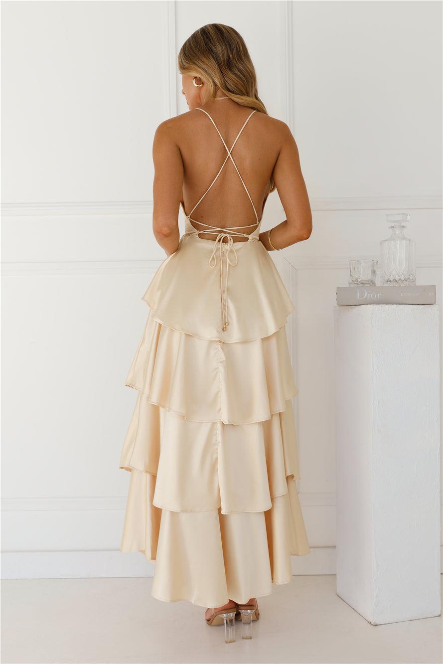 Party Of The Year Satin Maxi Dress Yellow Product Image