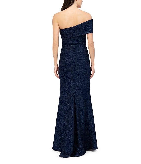 Eliza J One Sleeve Shimmer Knit Mermaid Gown Product Image