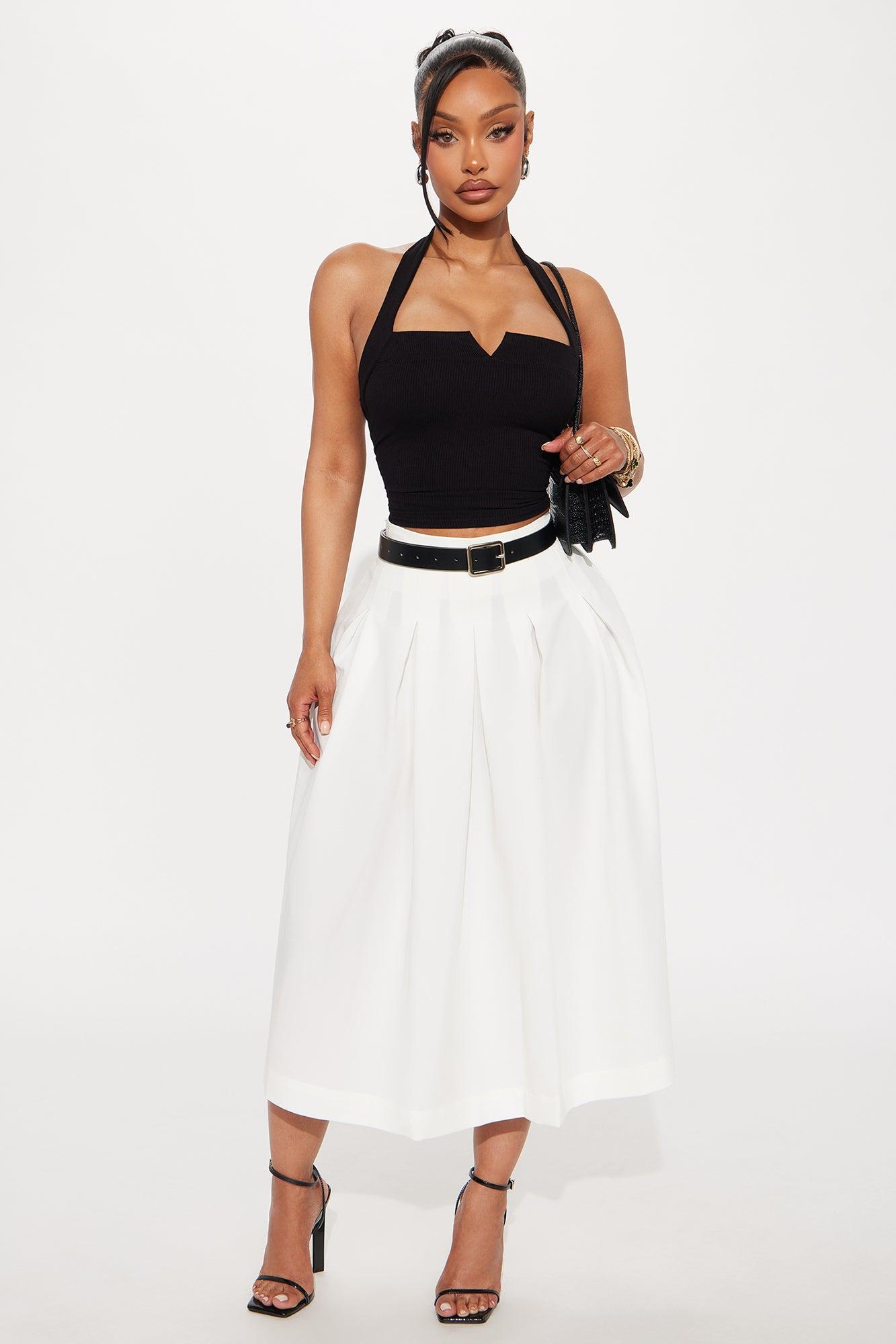 Gail Ribbed Halter Top - Black Female Product Image