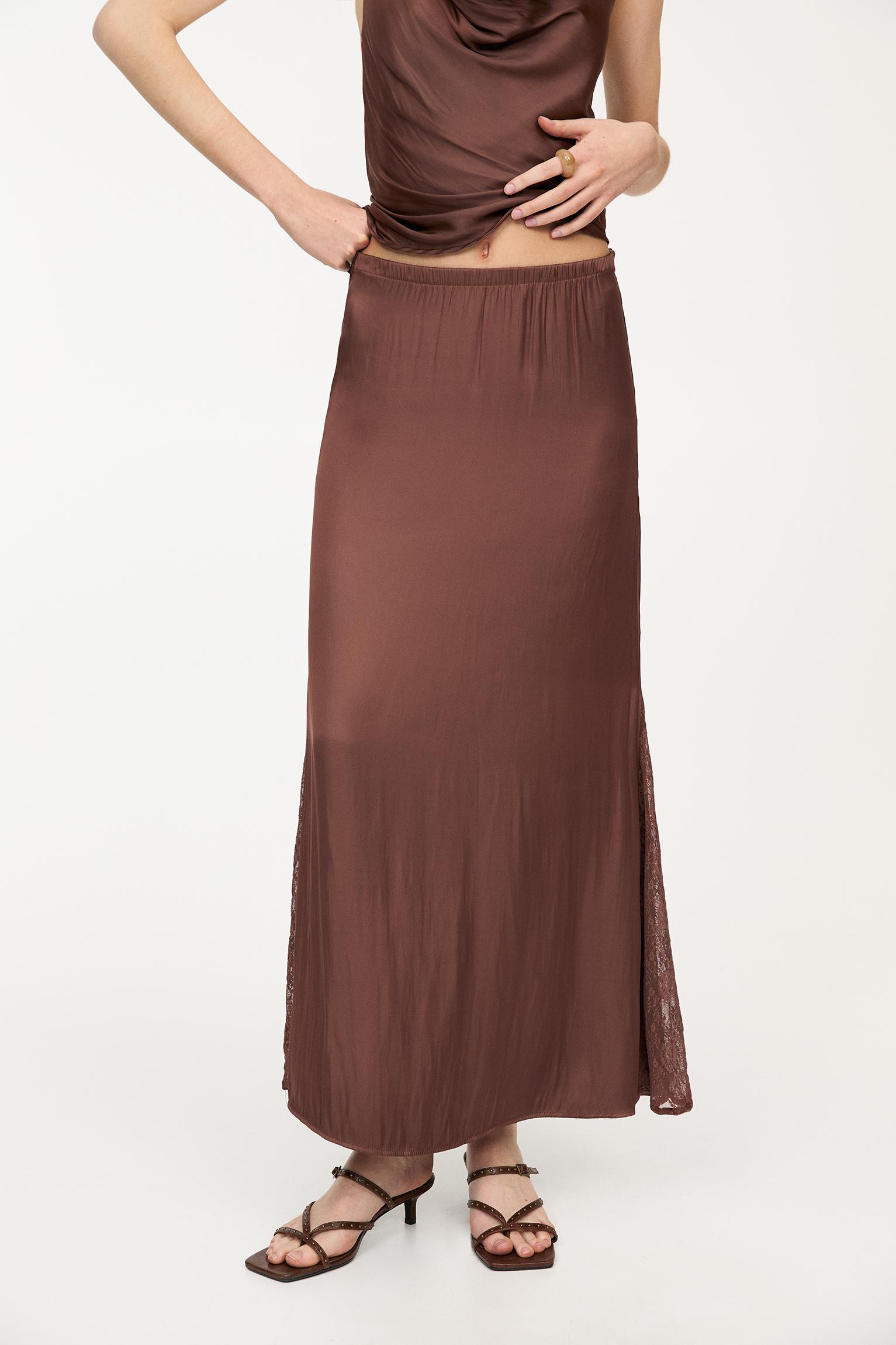 Satin lace midi skirt Product Image