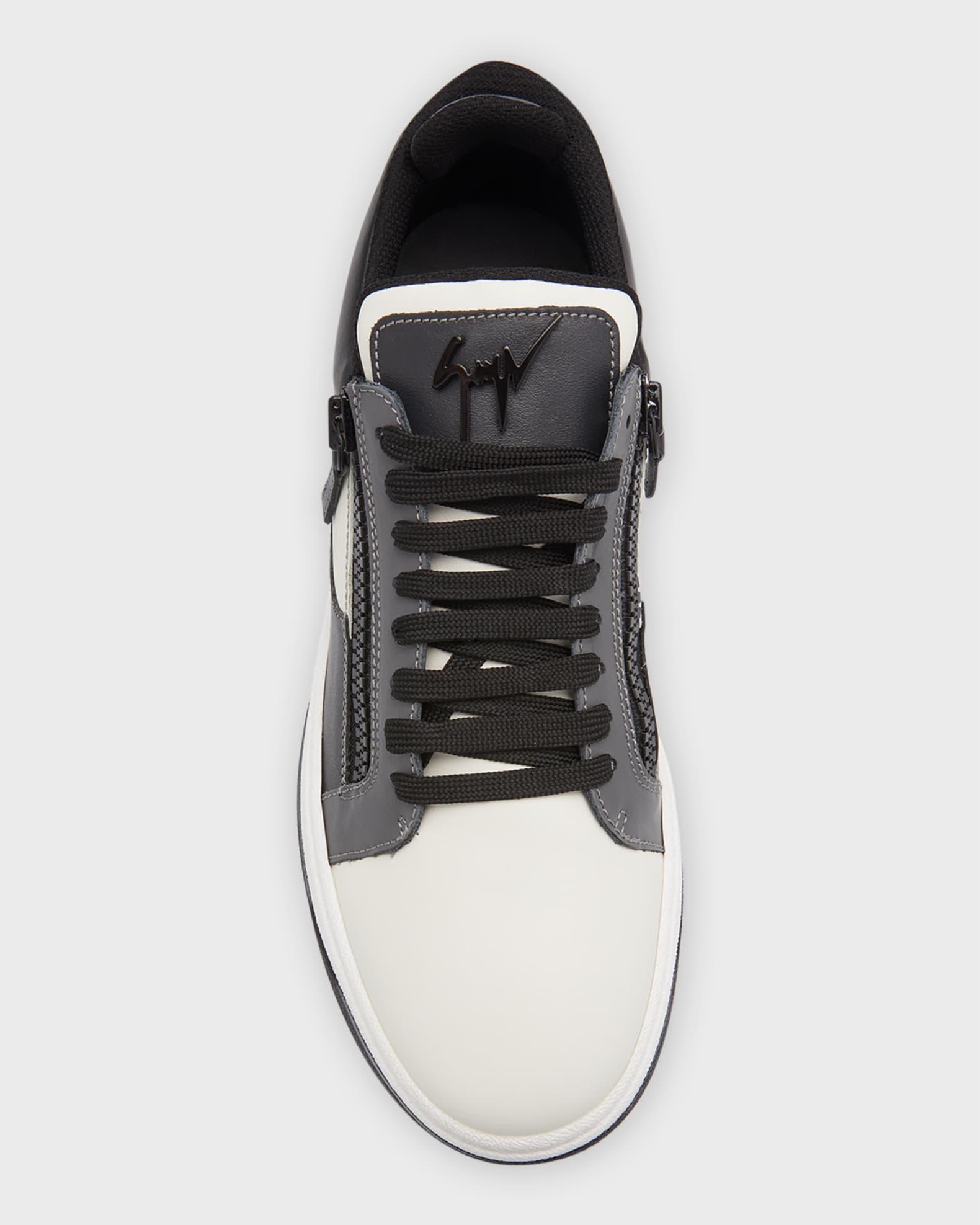 Men's Leather Low-Top Zip Sneakers Product Image