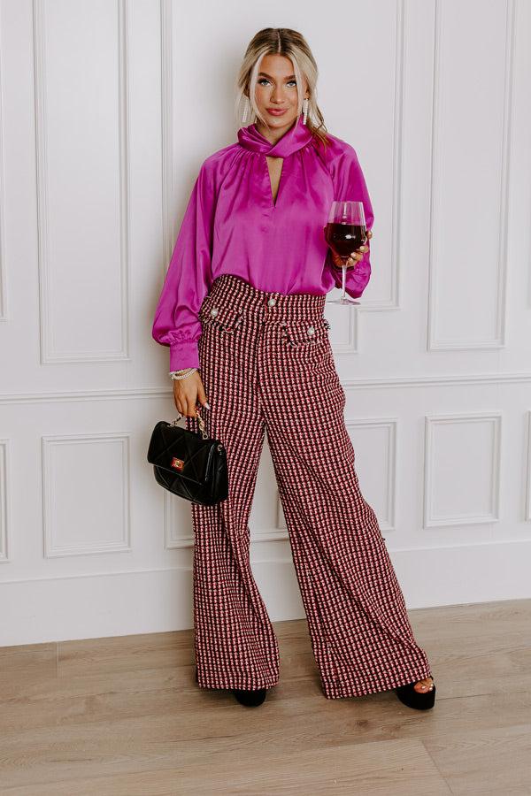 VIP Flight Plans Satin Top in Fuchsia Product Image