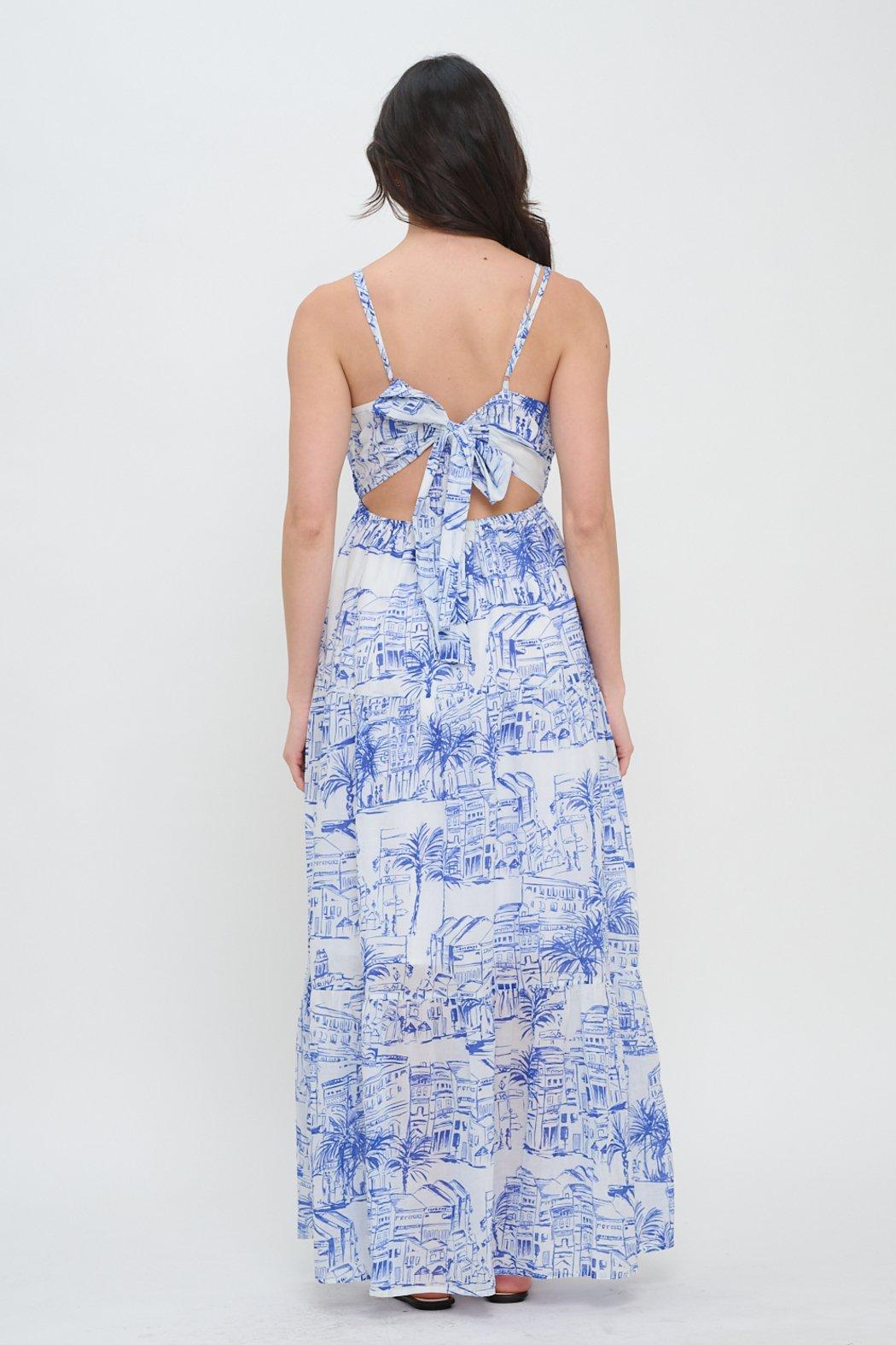 Santorini Coastal Sketch Maxi Dress Product Image