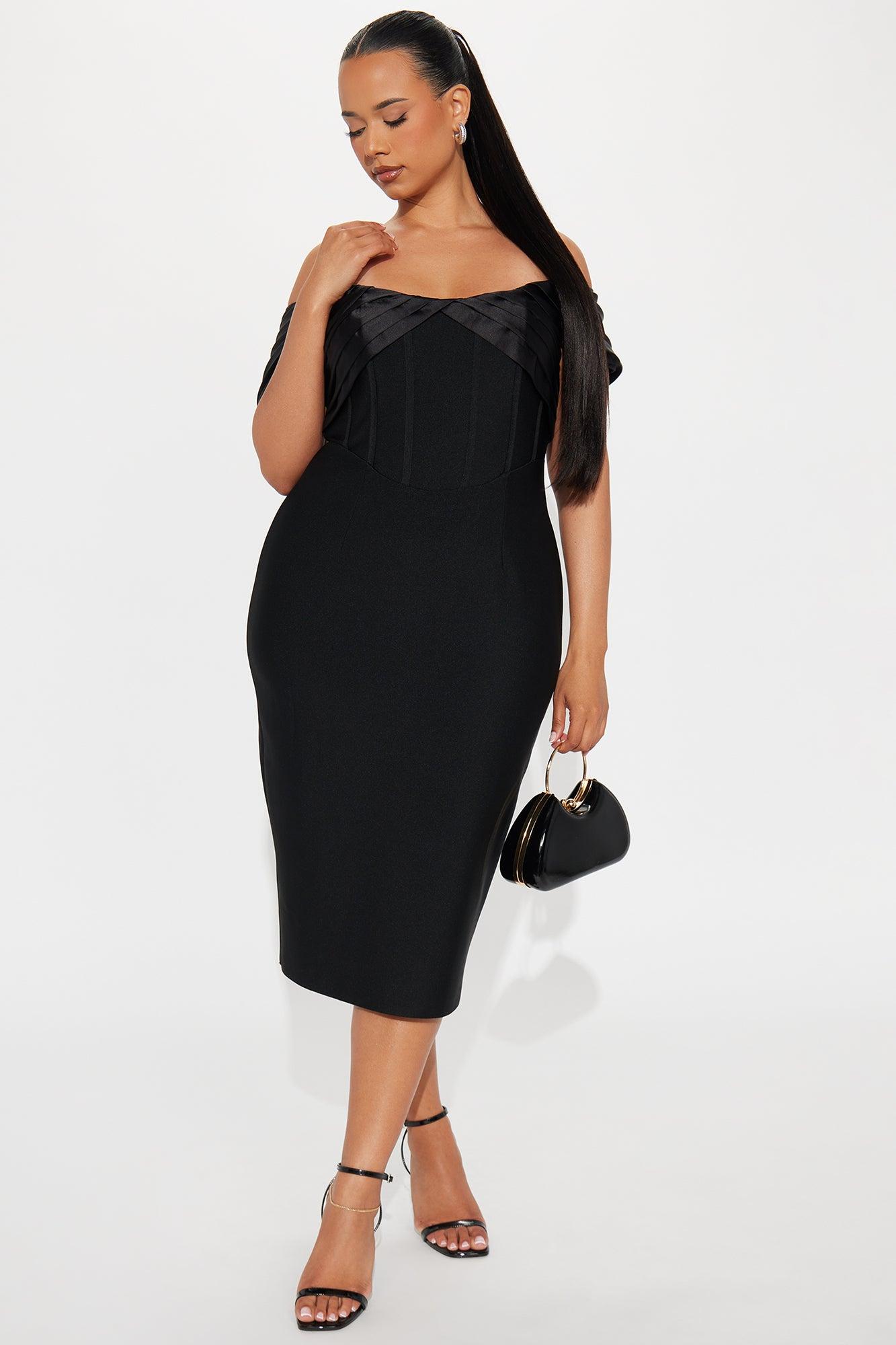 Grand Gesture Bandage Midi Dress - Black Product Image