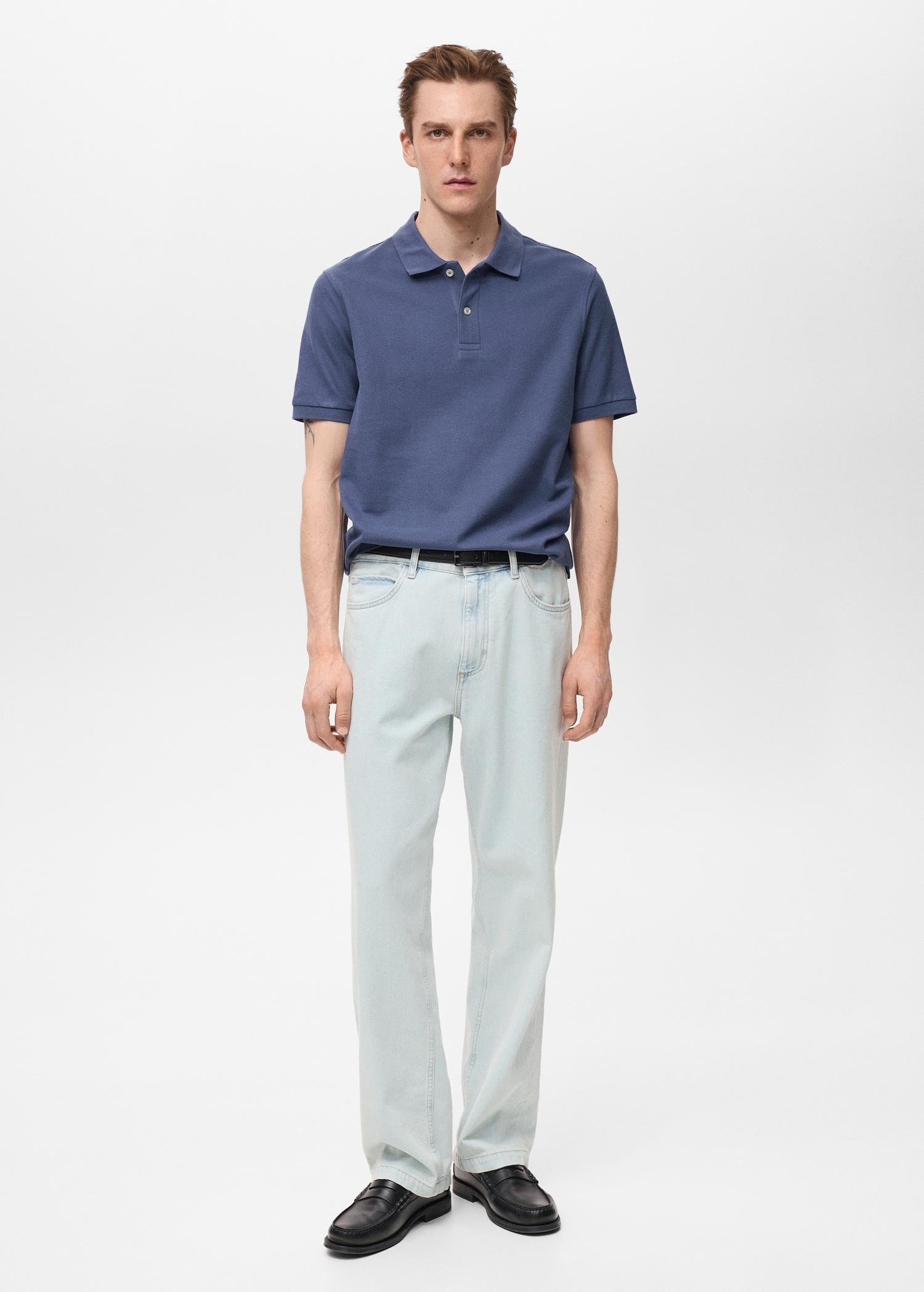 Regular-fit cotton piqué polo shirt - Men | MANGO USA Product Image