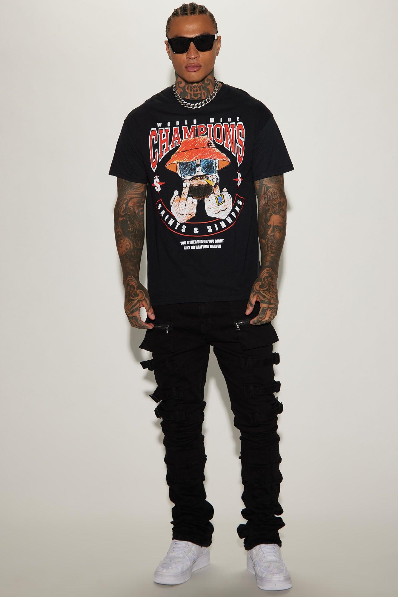 I Be Strappy Stacked Skinny Flare Jeans - Black Product Image