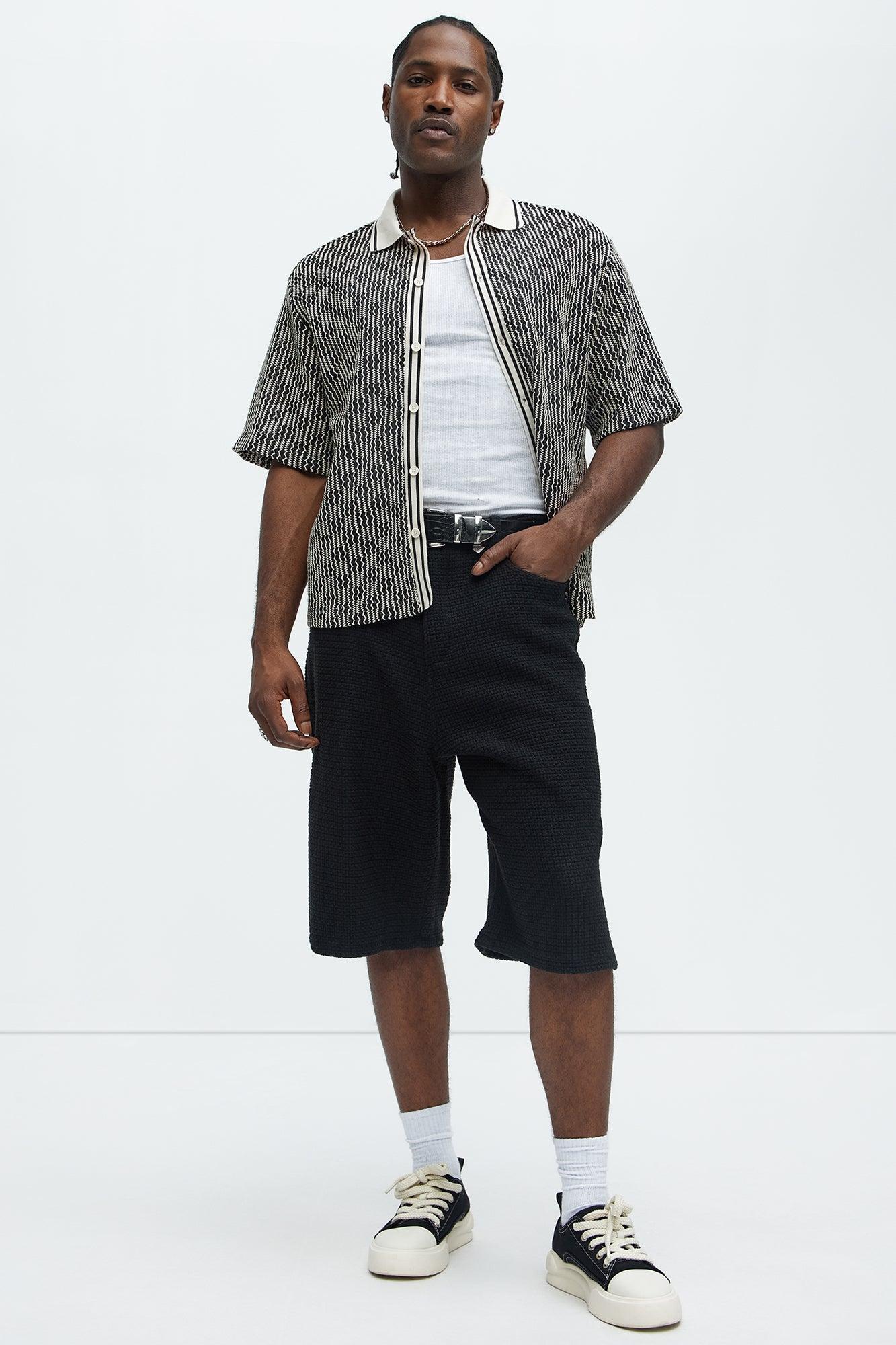 Linden Textured Baggy Shorts - Black Product Image