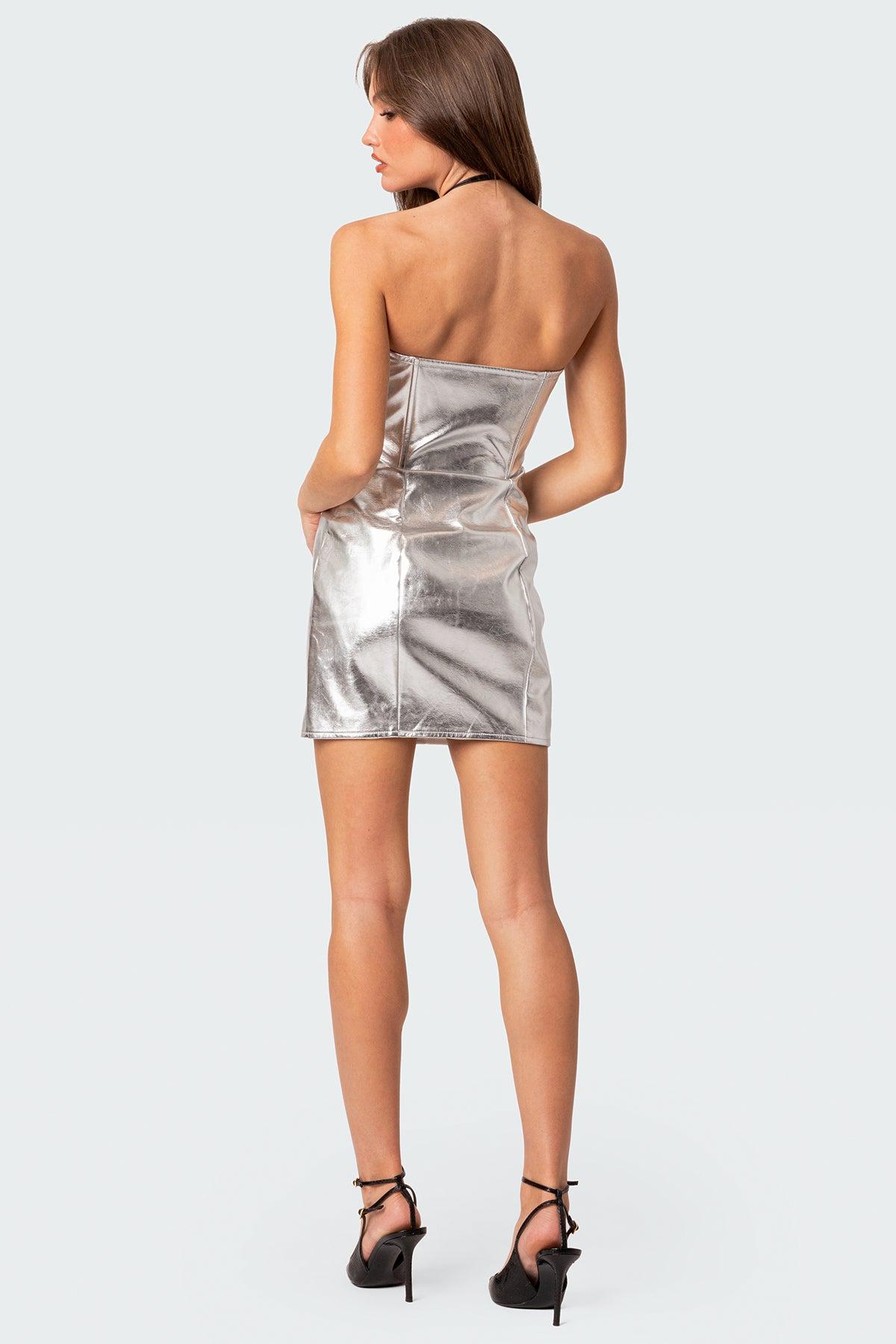 Astro Zip Up Metallic Mini Dress Product Image
