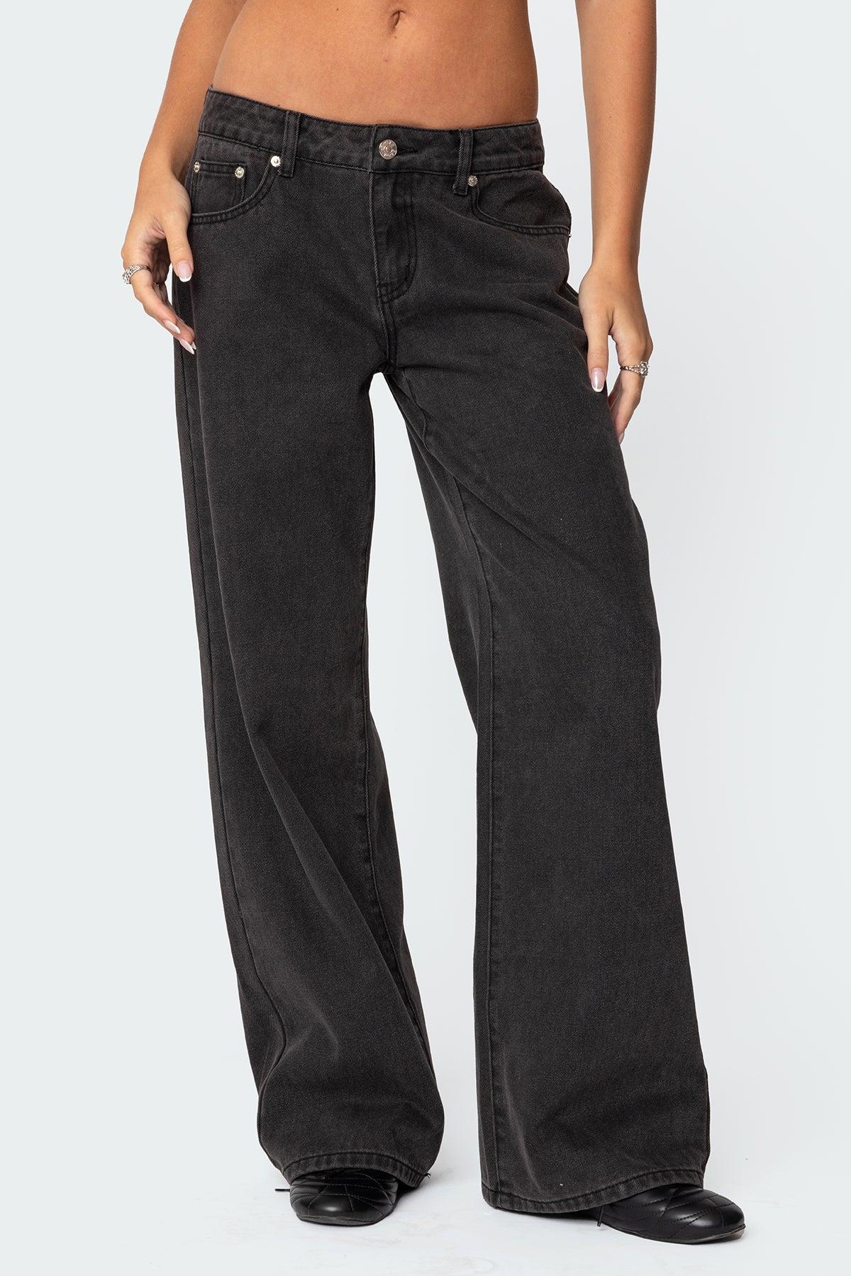 Bow Pocket Low Rise Baggy Jeans Product Image