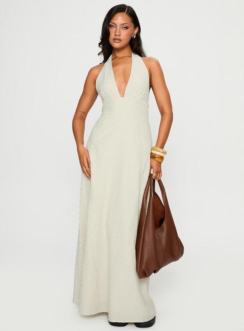 Caralyn Halter Maxi Dress Multi Stripe Product Image