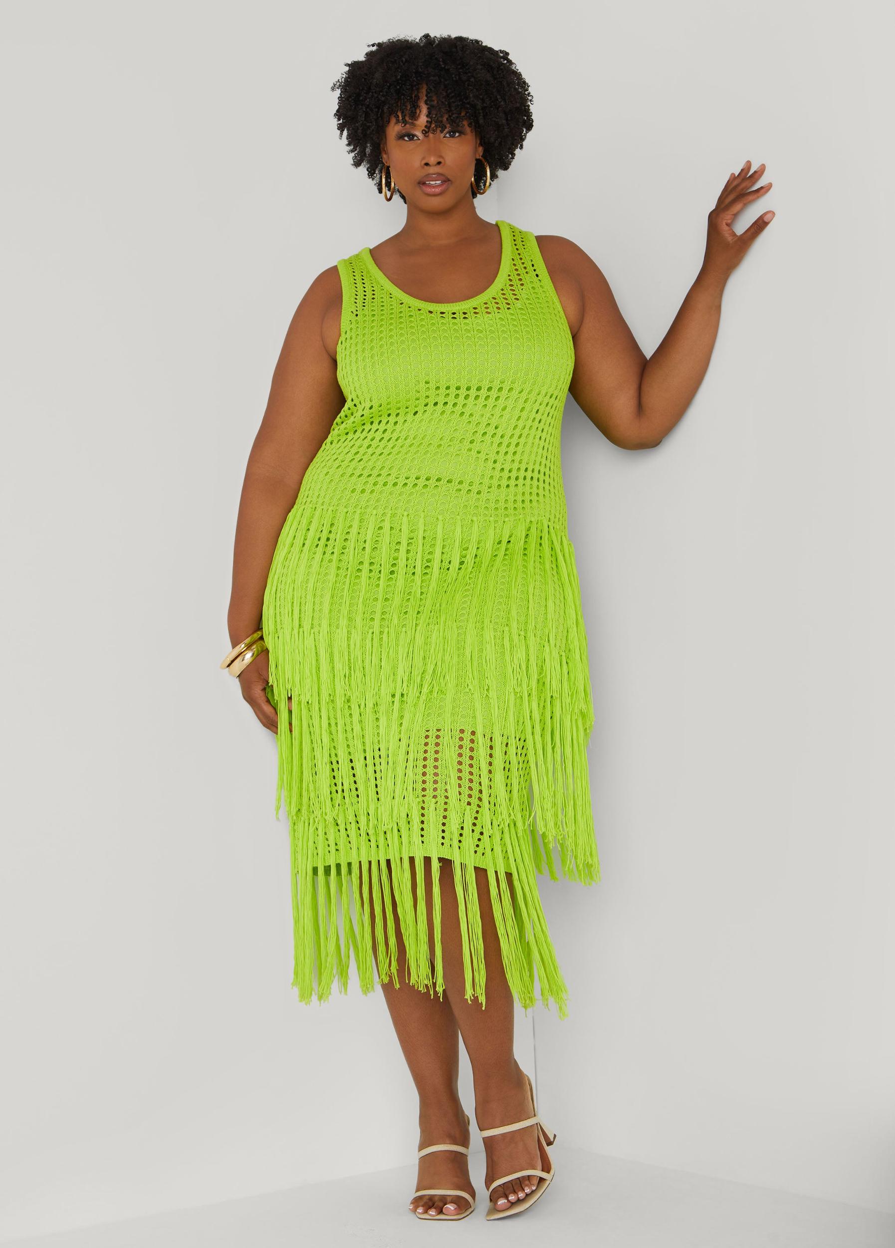 Fringed Crochet Tank Dress Product Image
