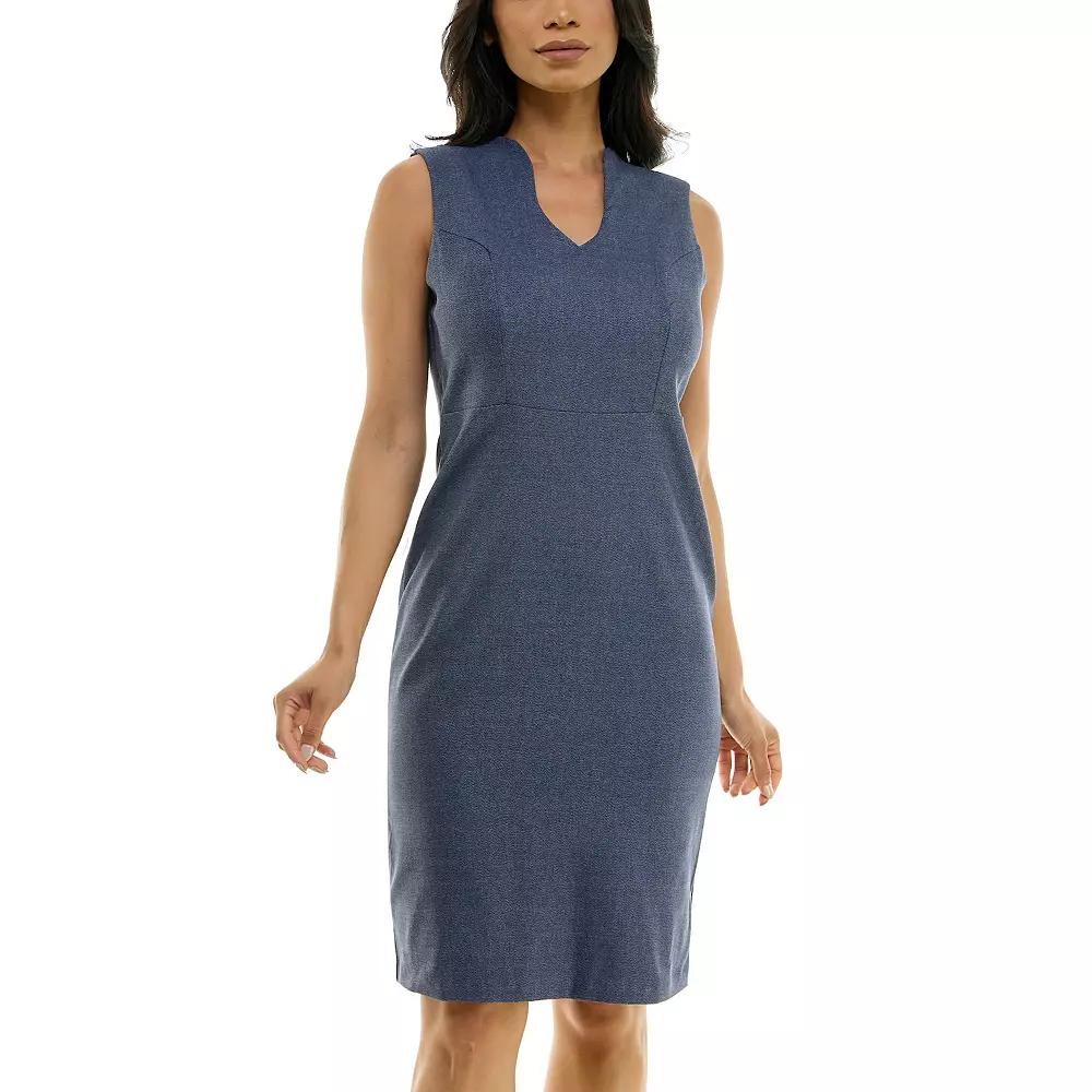 Women's Nina Leonard U-Neck Sheath Midi Dress,  Product Image