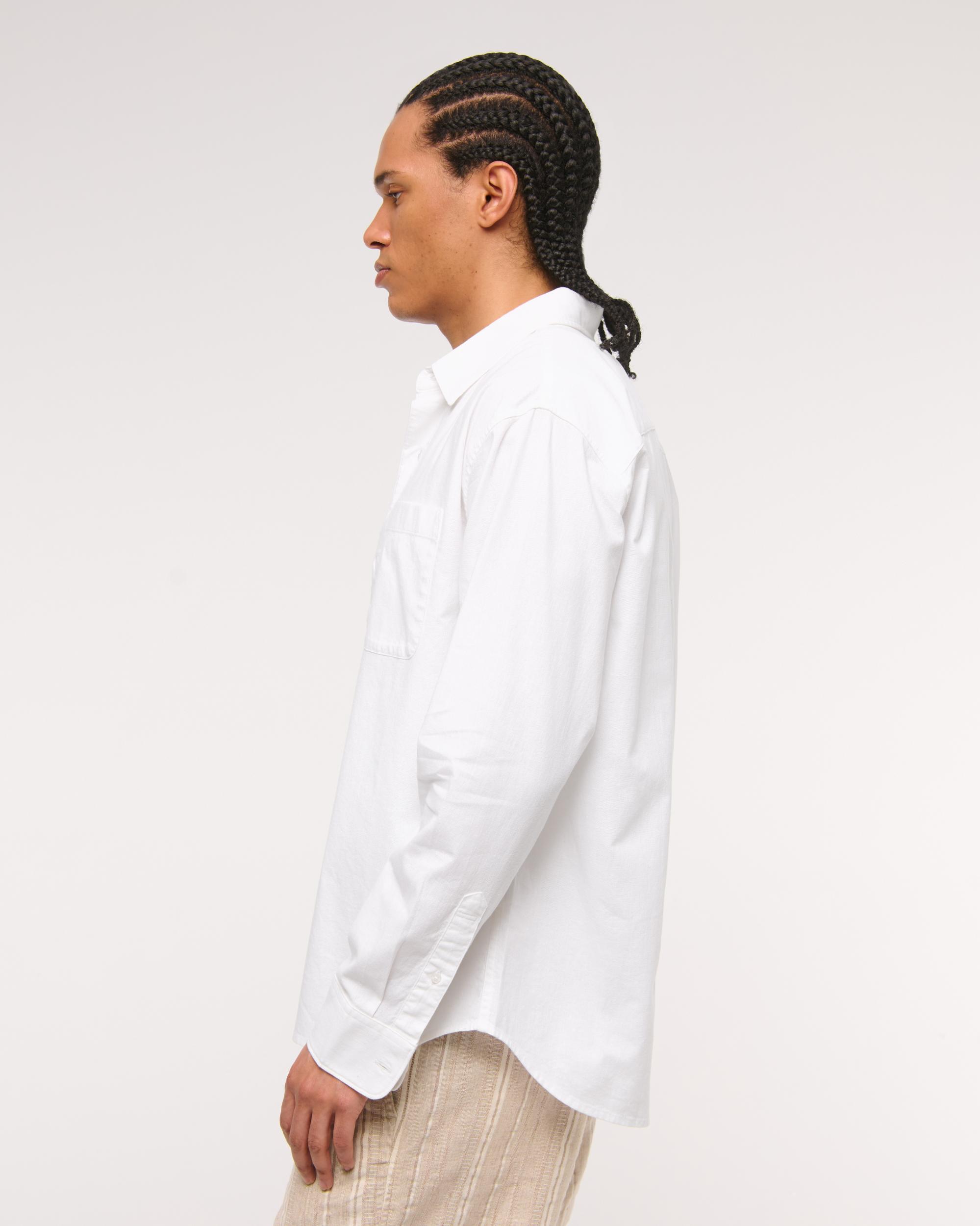 Summer Linen-Blend Button-Up Shirt Product Image