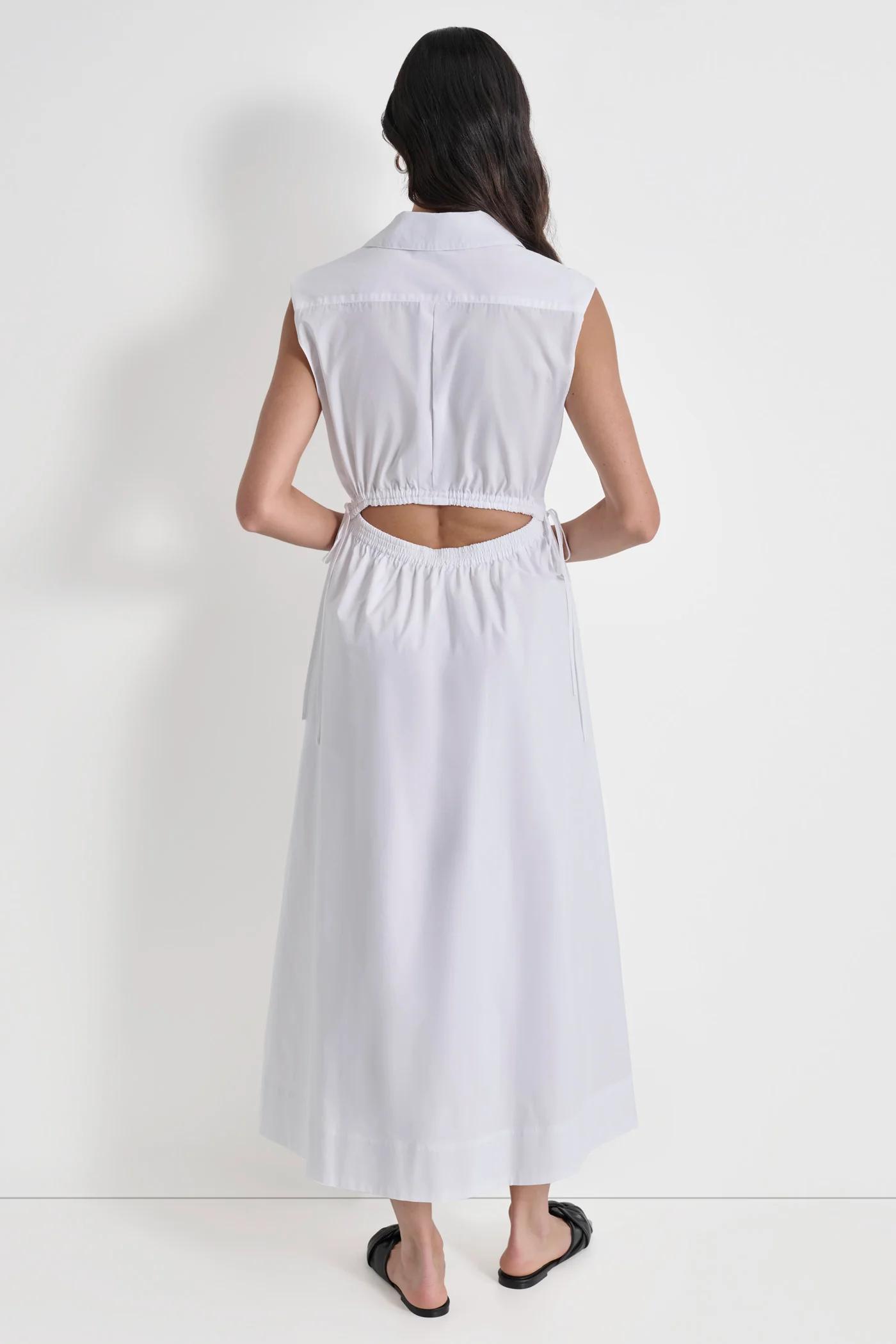 CUTOUT PINSTRIPED MIDI SHIRT DRESS Product Image