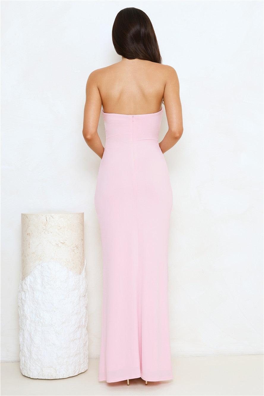 Seashore Dreaming Strapless Maxi Dress Pink Product Image