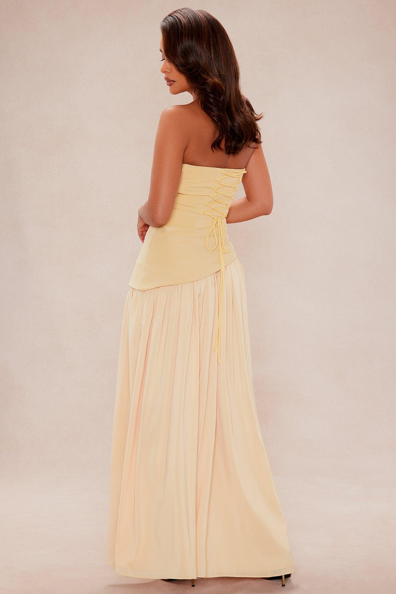 Romantic Dreams Strapless Maxi Gown - Butter Yellow Female Product Image