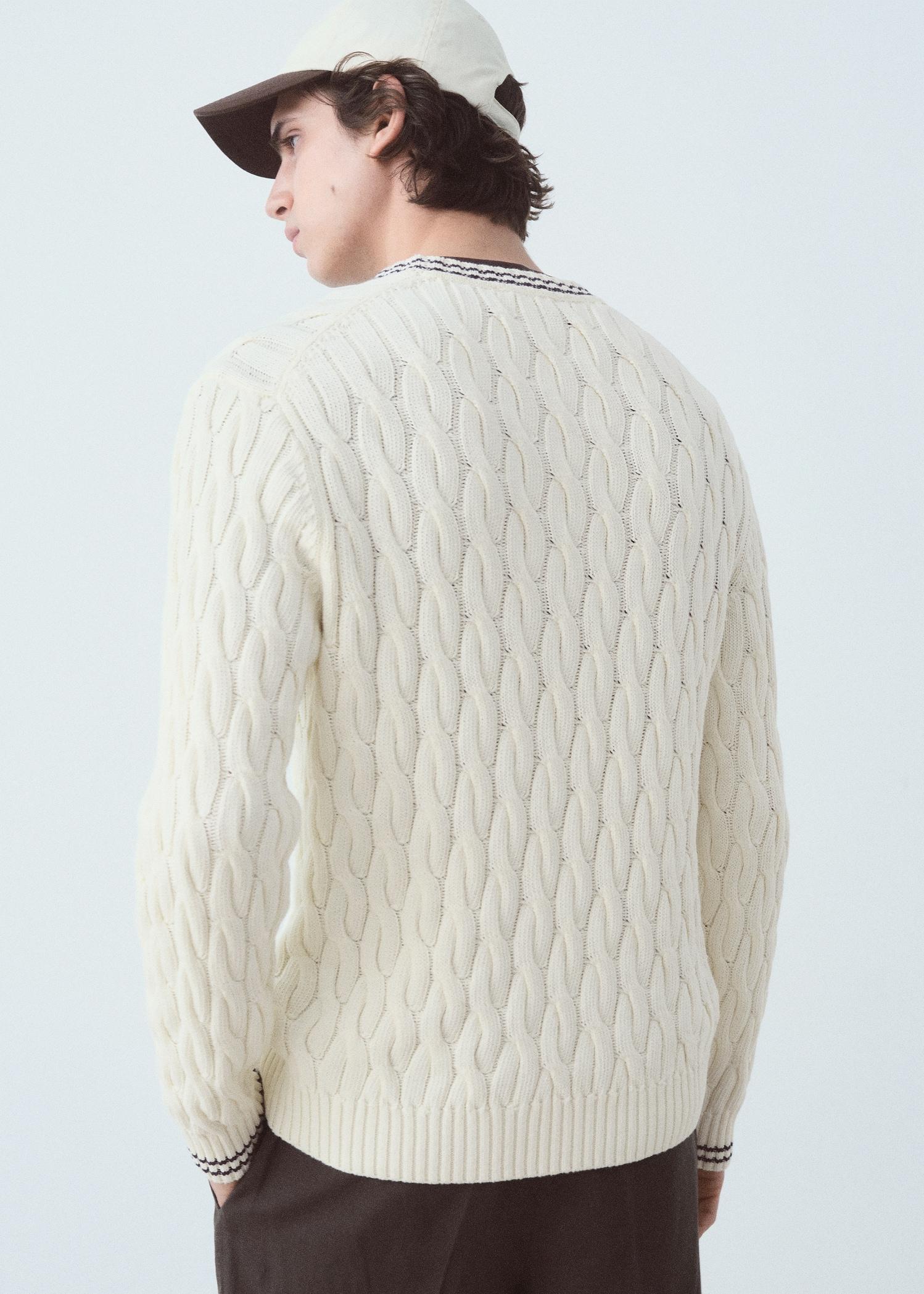 Cable-knit cotton sweater - Men | MANGO USA Product Image