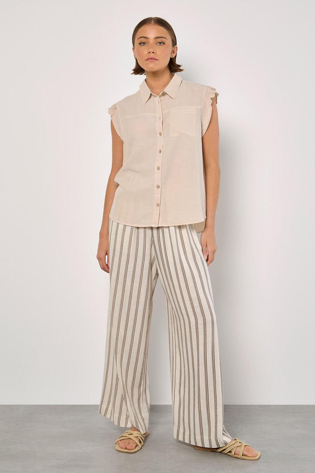 Ruffle Sleeve Soft Slub Blouse Product Image